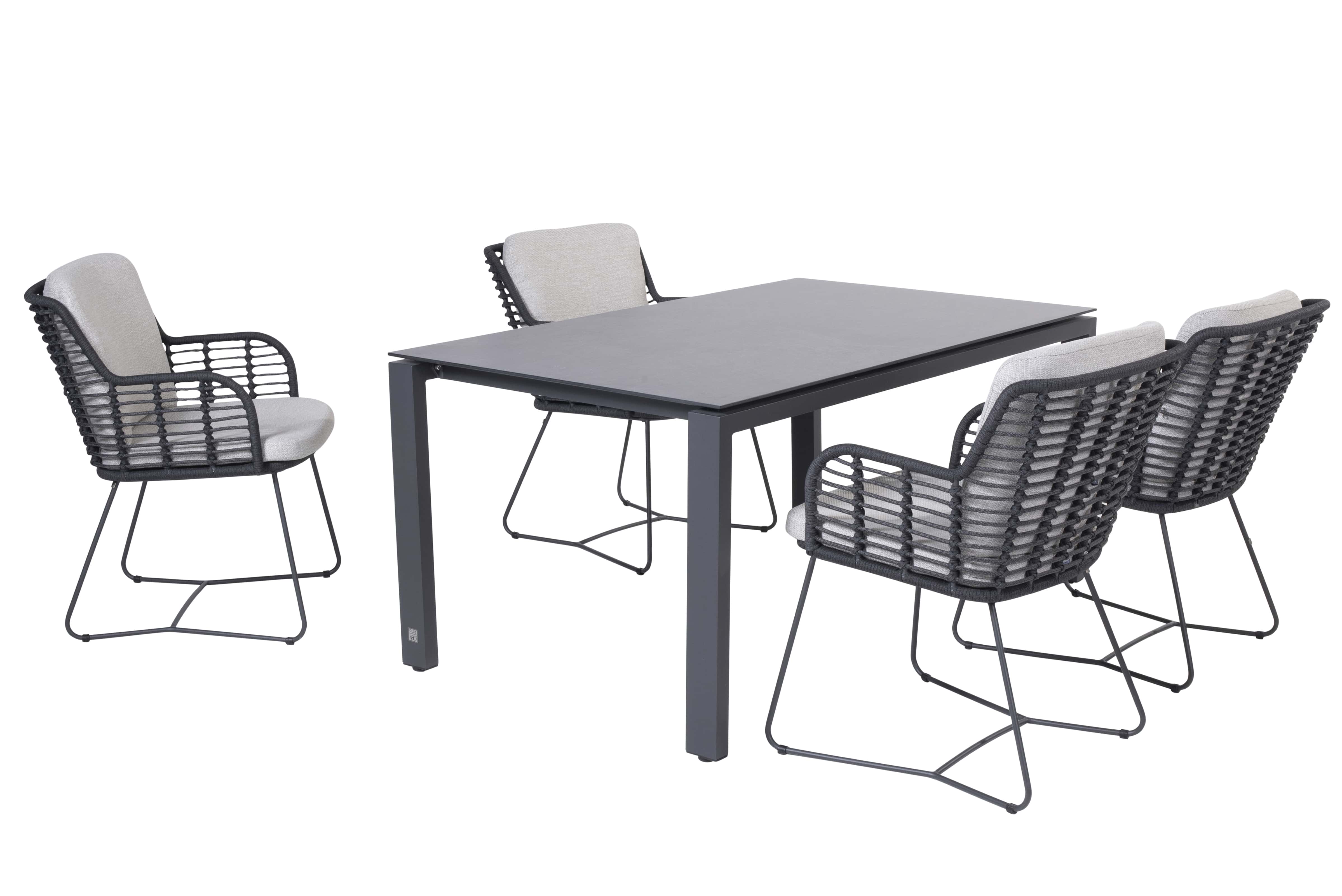 4 Seasons Outdoor Dining Set Fabrice anthrazit-Goa HPL Schiefer anthrazit 160x95cm 5-teilig