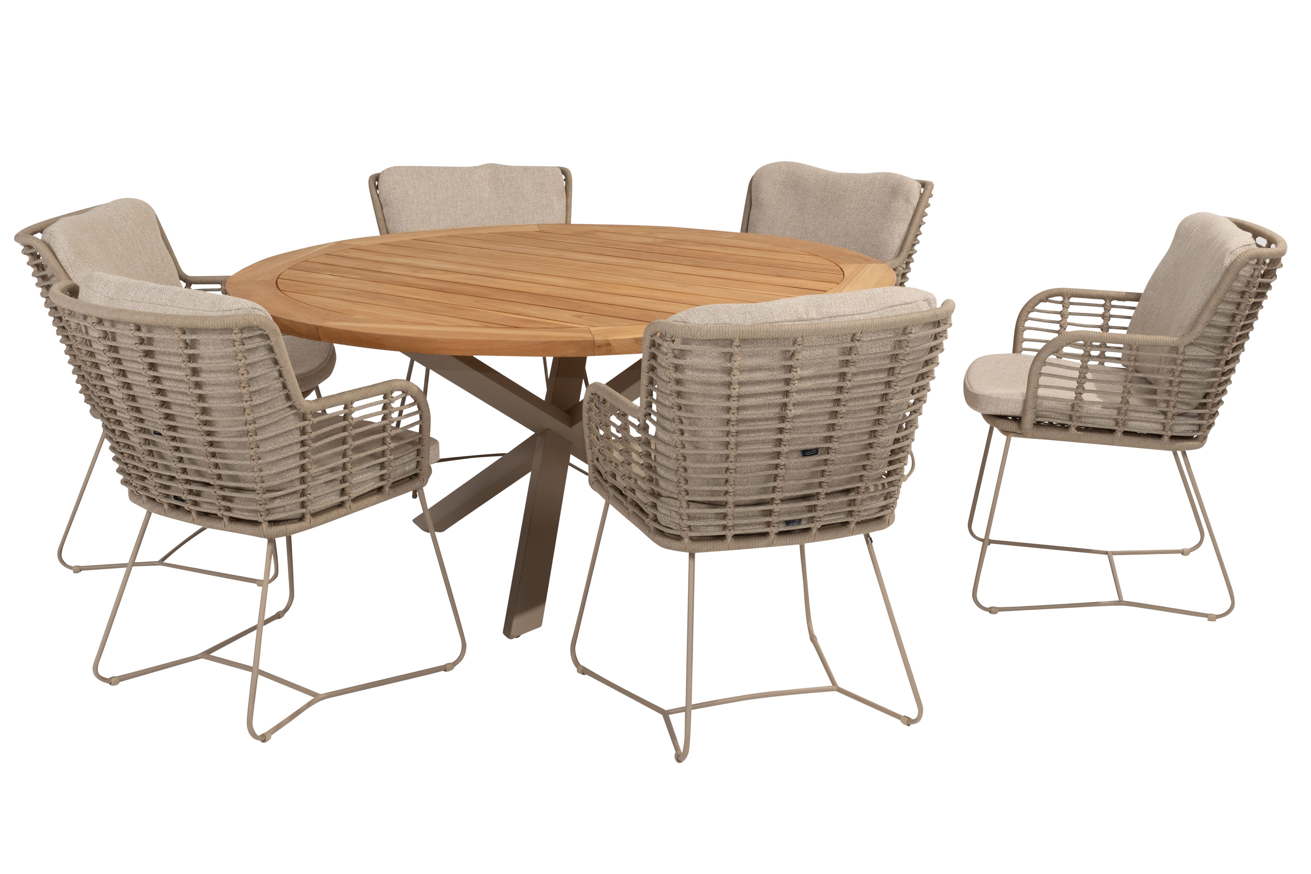 4 Seasons Outdoor-Ess-Set Fabrice latte-Prado ø160cm 7-teilig