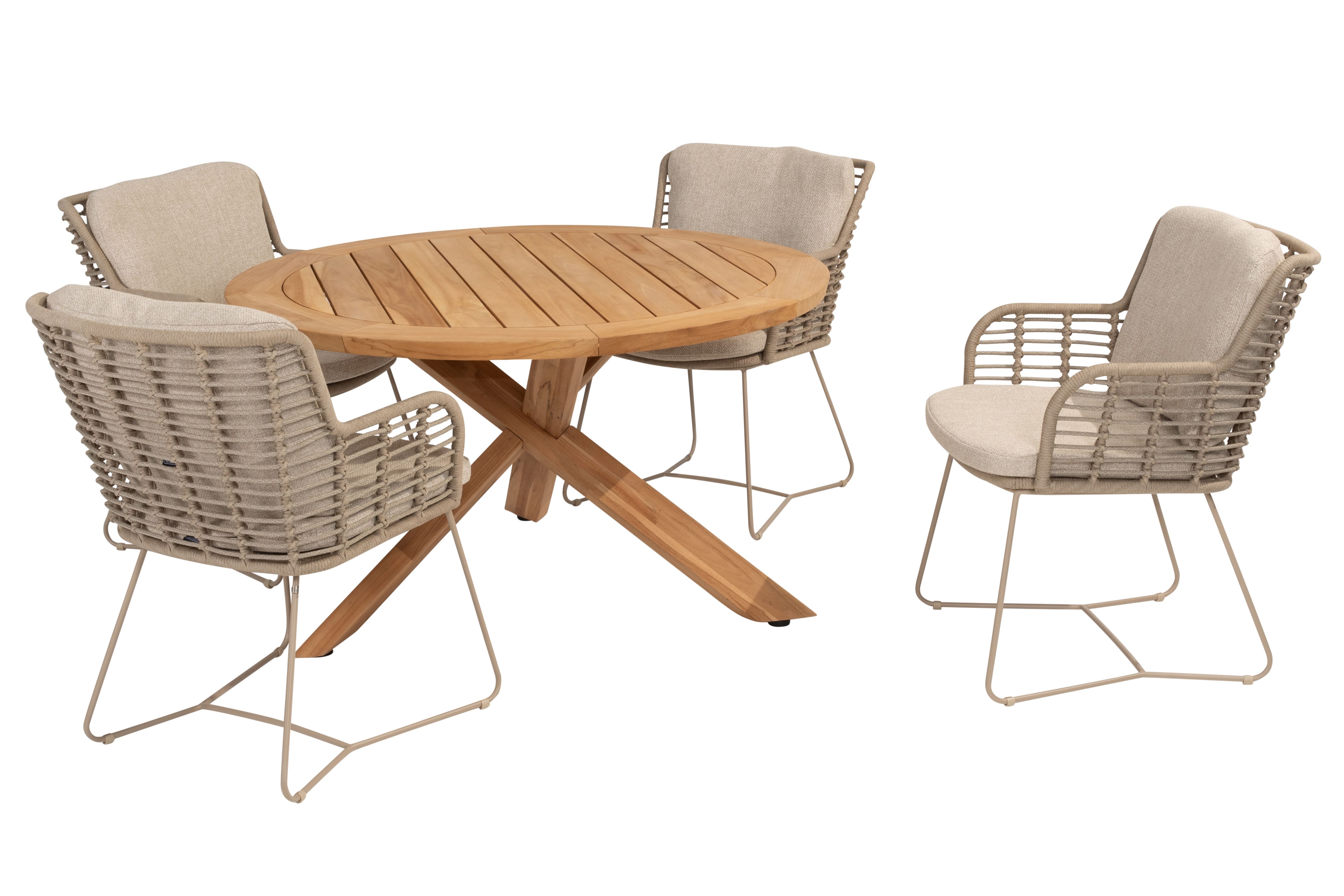 4 Seasons Outdoor-Essgruppe Fabrice latte-Prado ø130cm 5-teilig