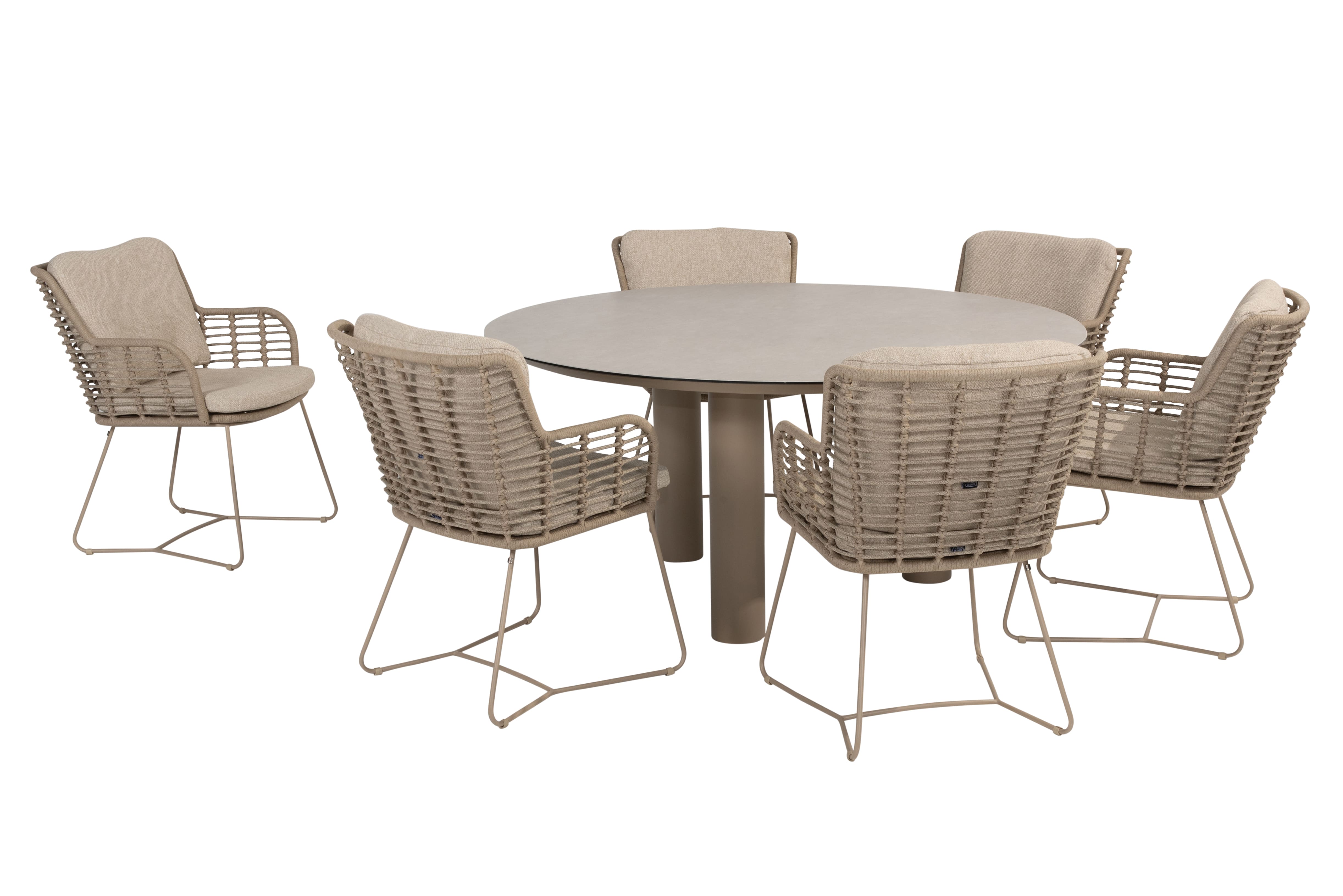 4 Seasons Outdoor-Essset Fabrice latte-Donato ø160cm 7-teilig