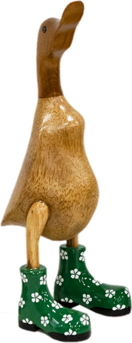 Jojo Living Holzente mit grünen Stiefeln, 26 cm