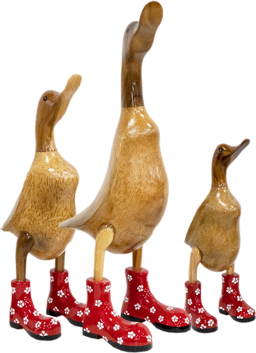 Jojo Living Entenrote Stiefel aus Holz, 32 cm