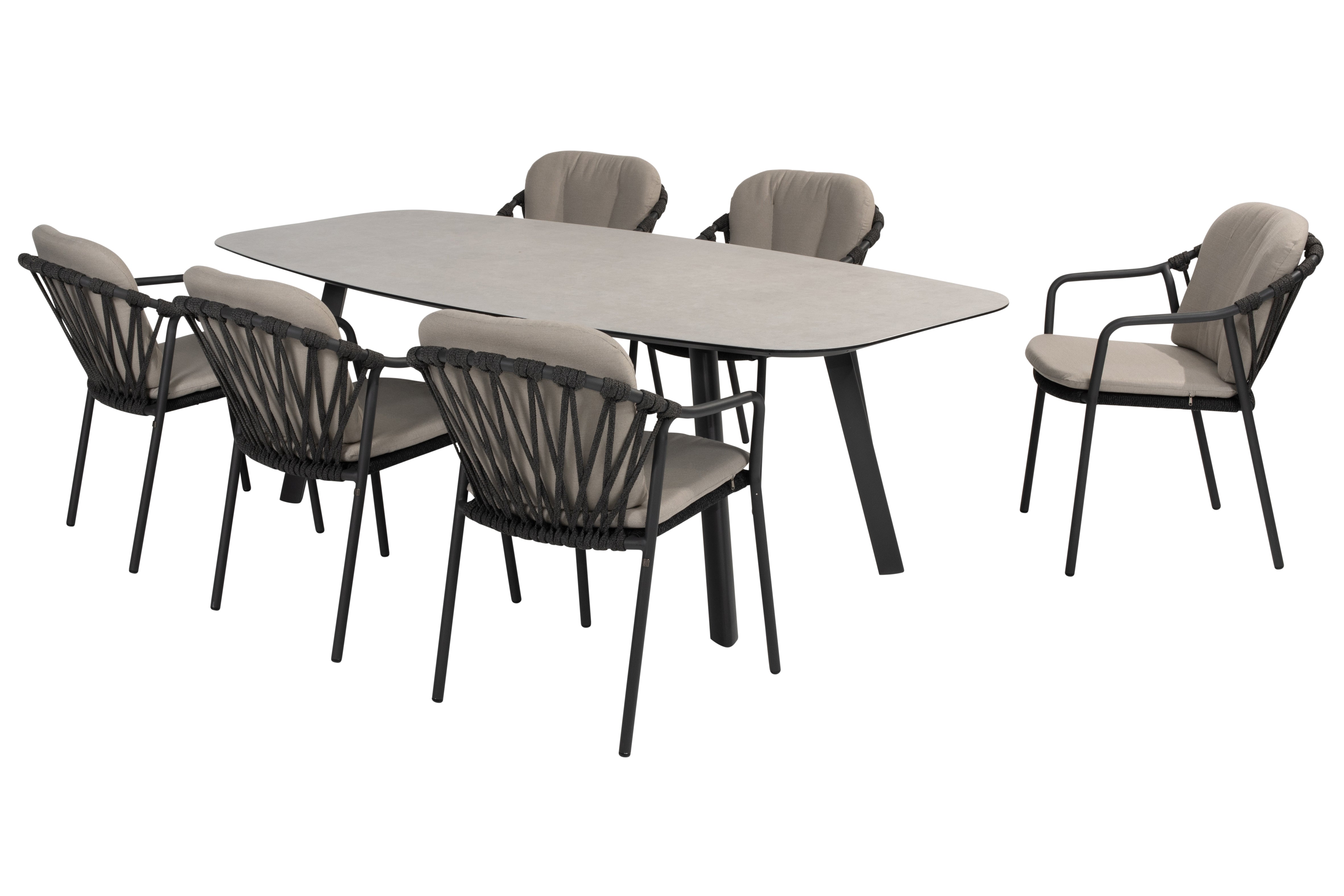 Taste 4SO Diningset Manitoba Antraciet-Manolo 240x103cm 7-delig
