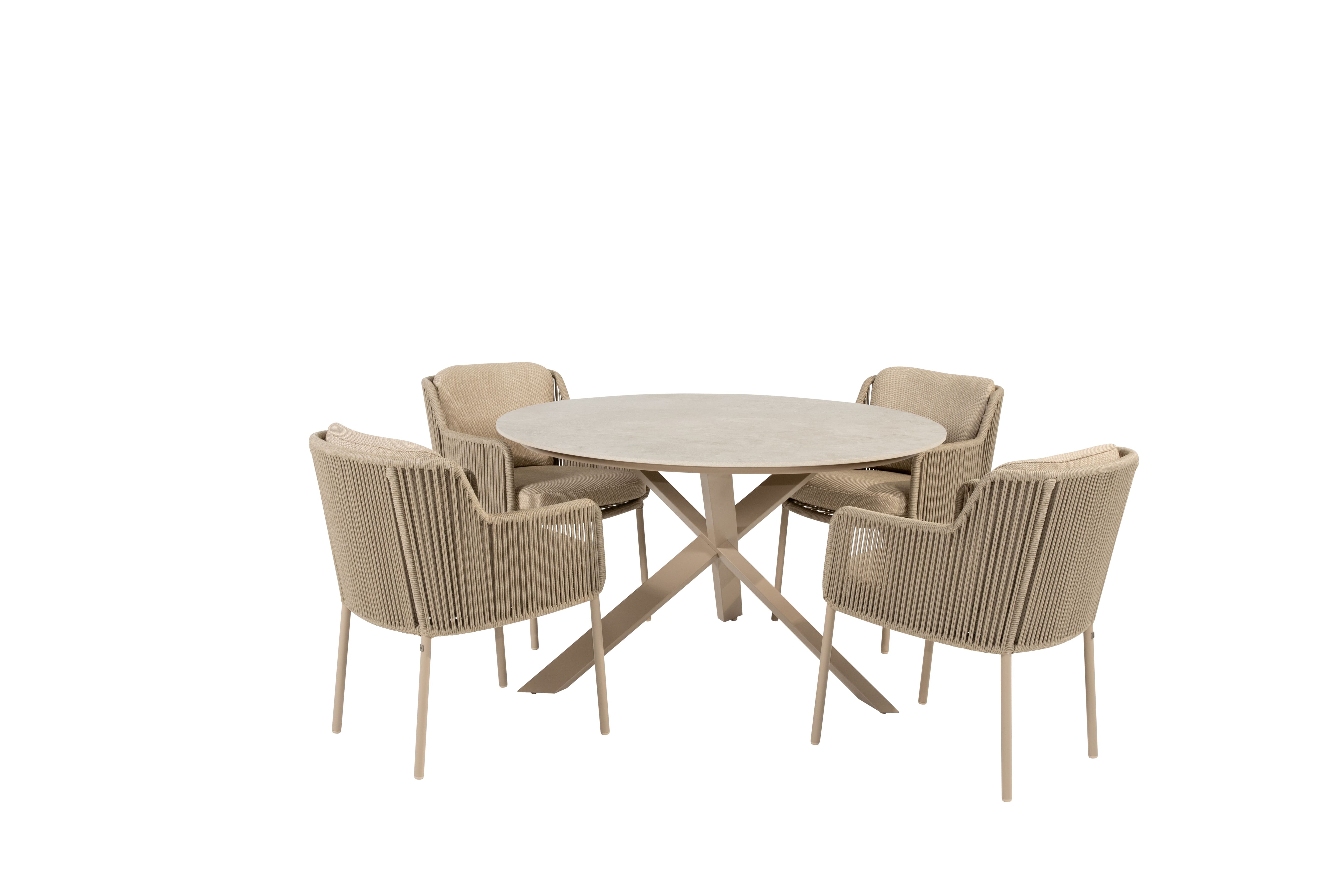 4 Seasons Outdoor Diningset Bernini latte-Prado keramiek ø130cm 5-delig