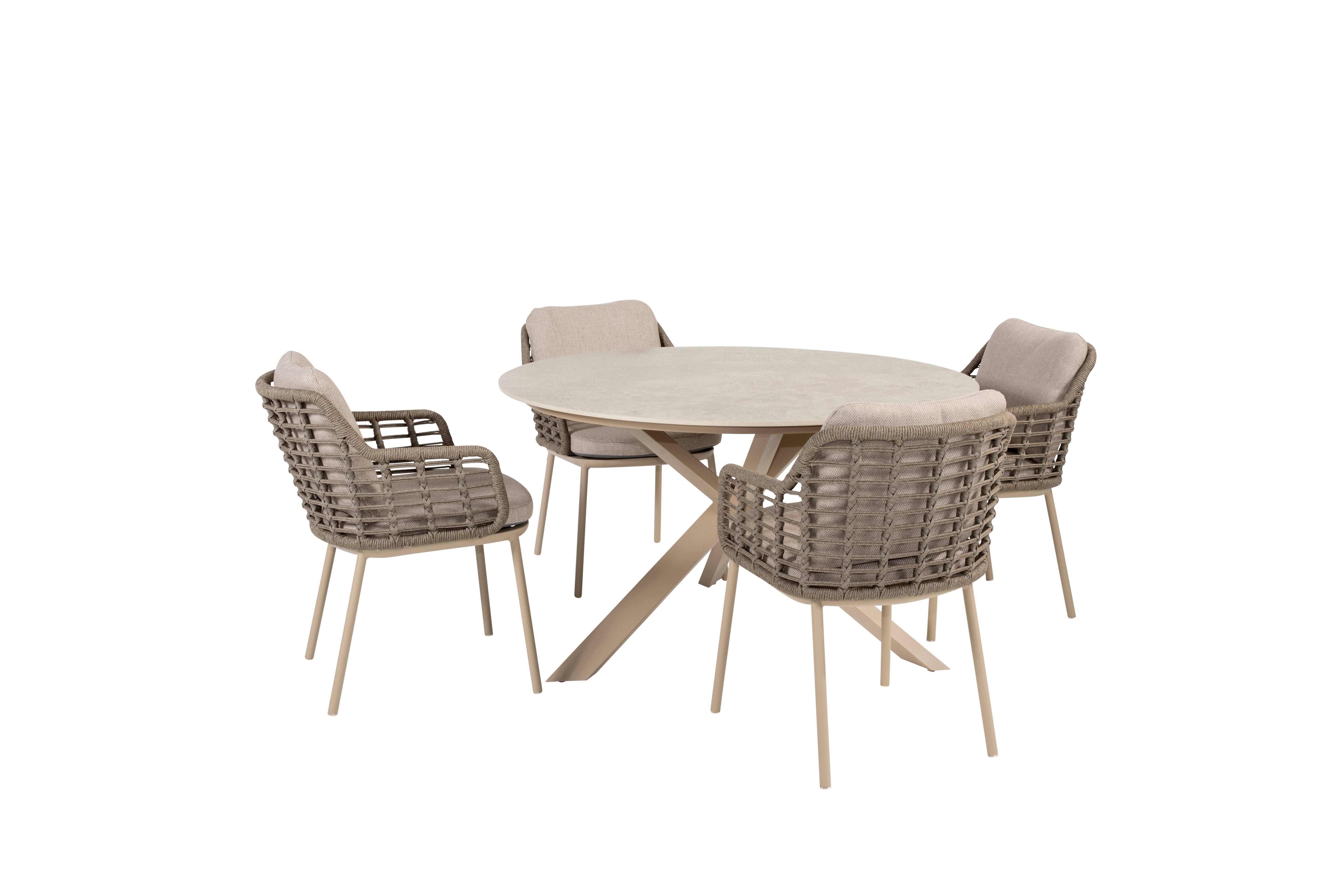 Taste 4SO Diningset Puglia latte-Prado keramiek ø130cm 5-delig