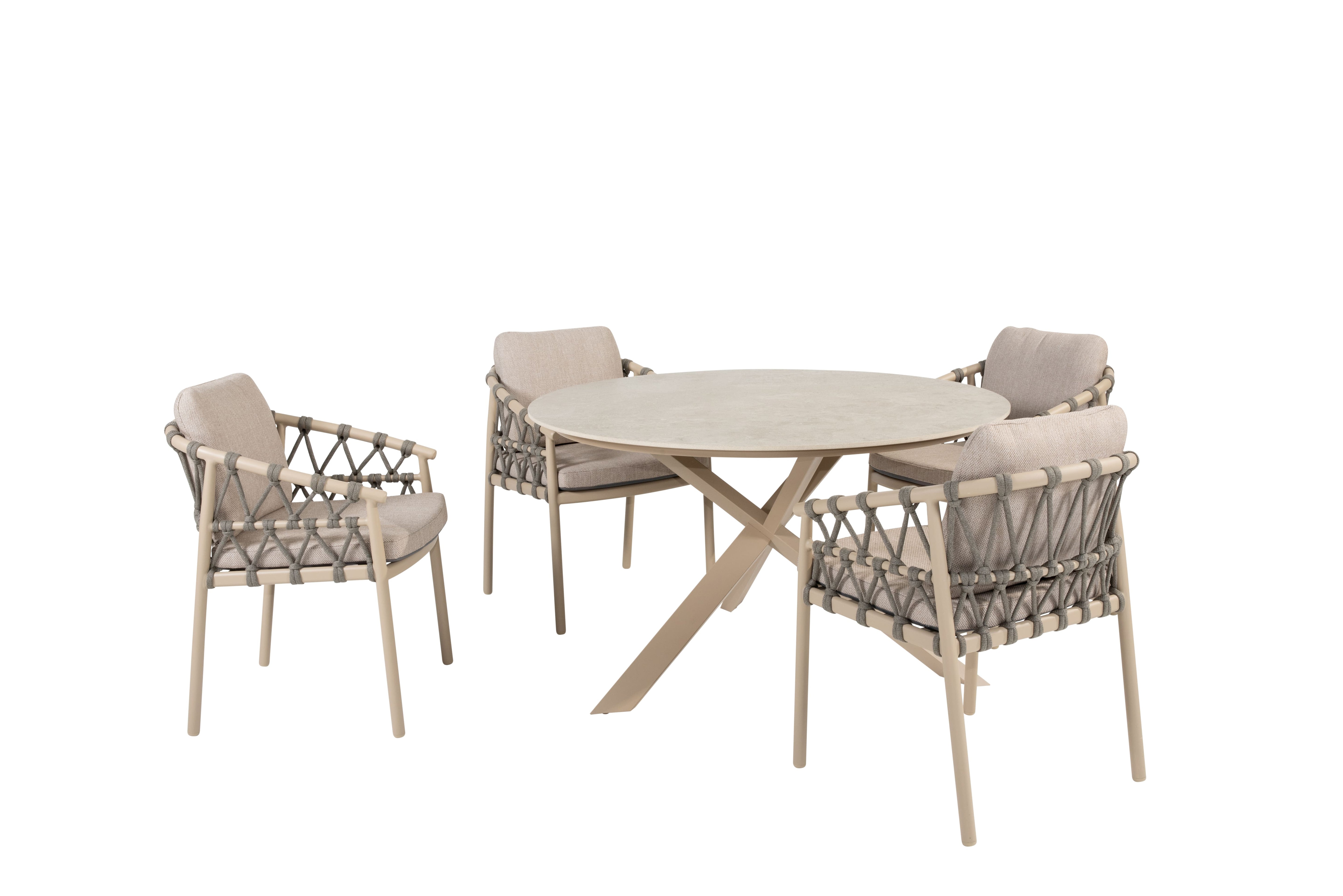 Taste 4SO Diningset Piacenza latte-Prado keramiek ø130cm 5-delig
