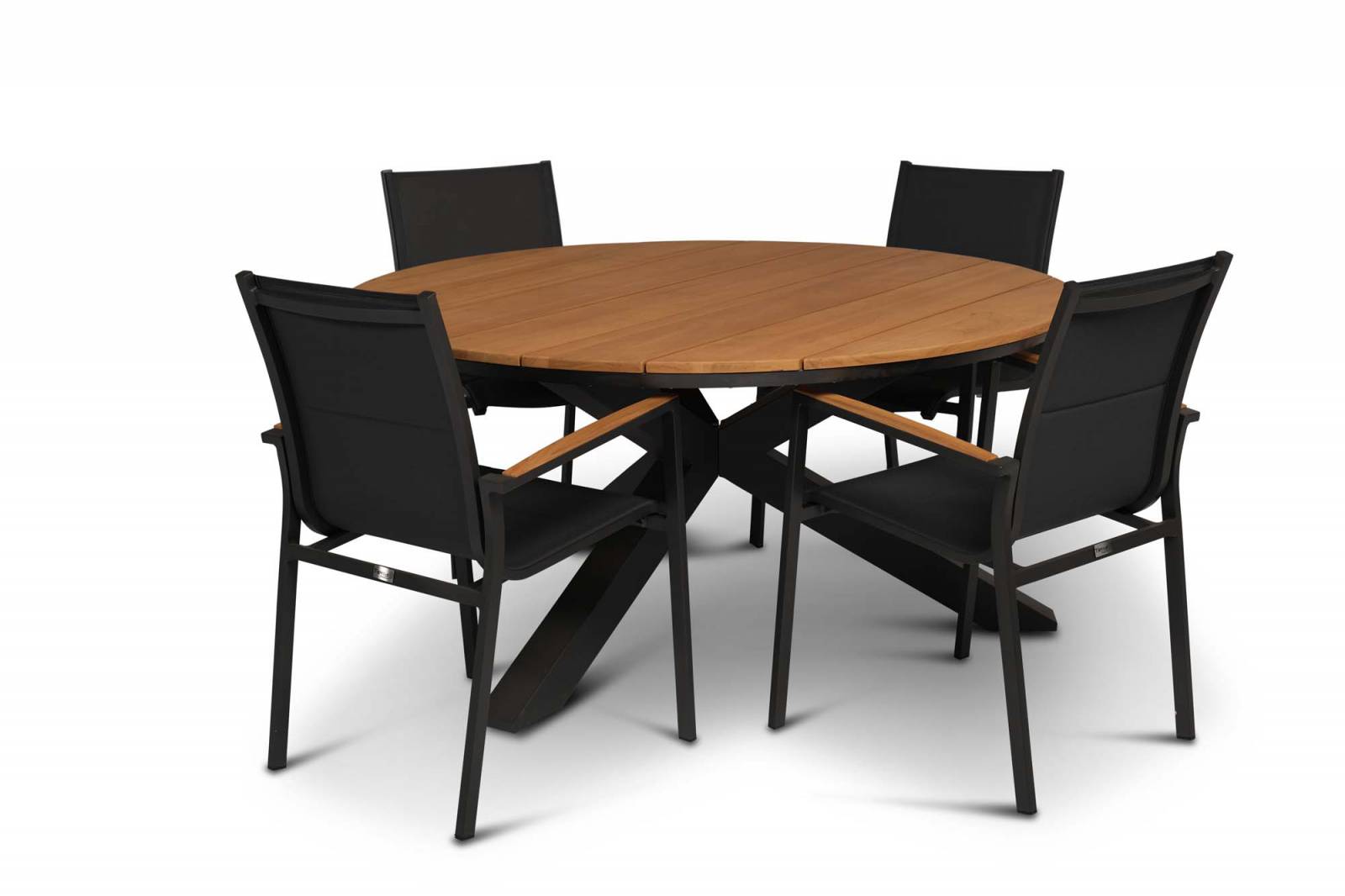 Tierra Outdoor Dining Set Foxx Teak niedrig - Orbital Ø120cm 5-teilig