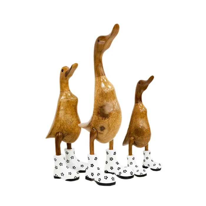 Jojo Living Weiße Entenstiefel aus Holz, 48 cm