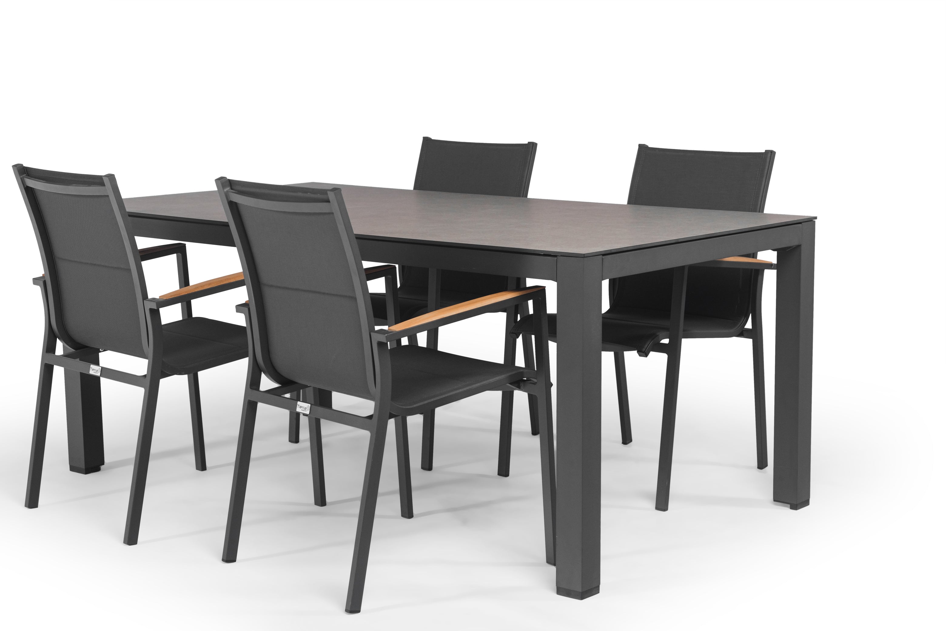 Tierra Outdoor Dining Set Foxx Teak – Briga Waldgrau 5-teilig