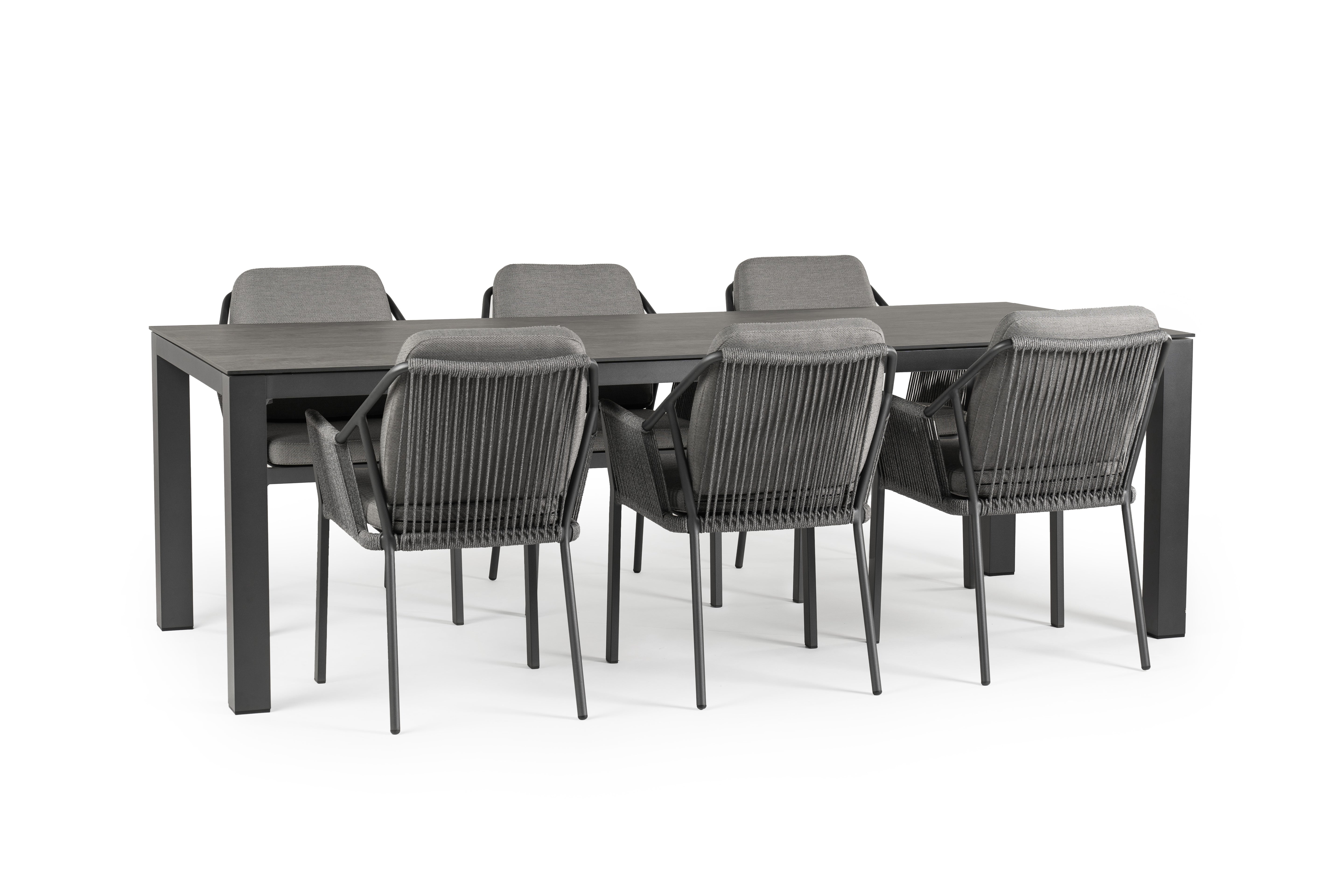 Tierra Outdoor Dining Set Liv anthrazit - Briga waldgrau 240x100cm 7-teilig