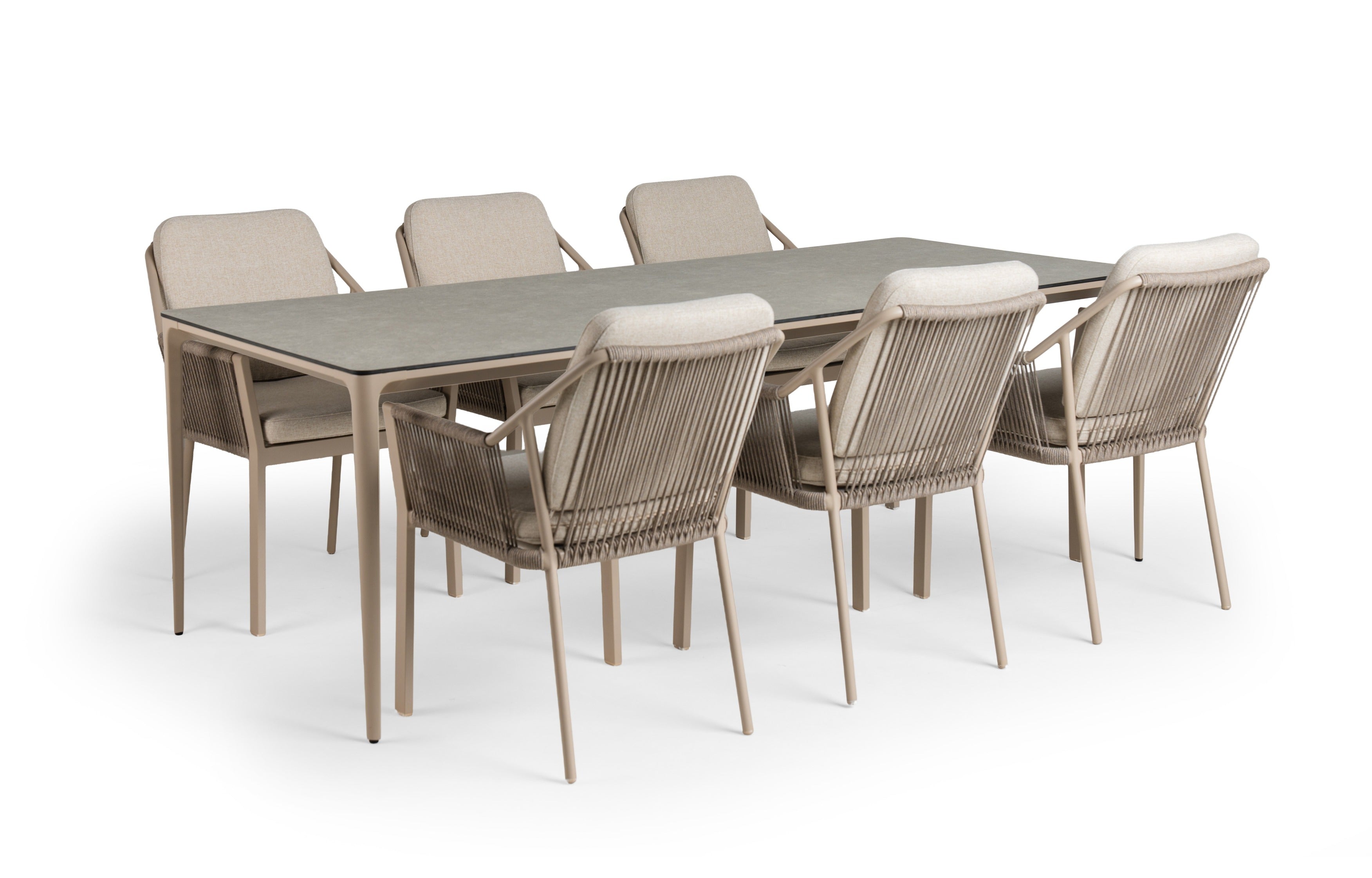 Tierra Outdoor Diningset Liv champagne - Elegante ophira 219x92cm 7-delig