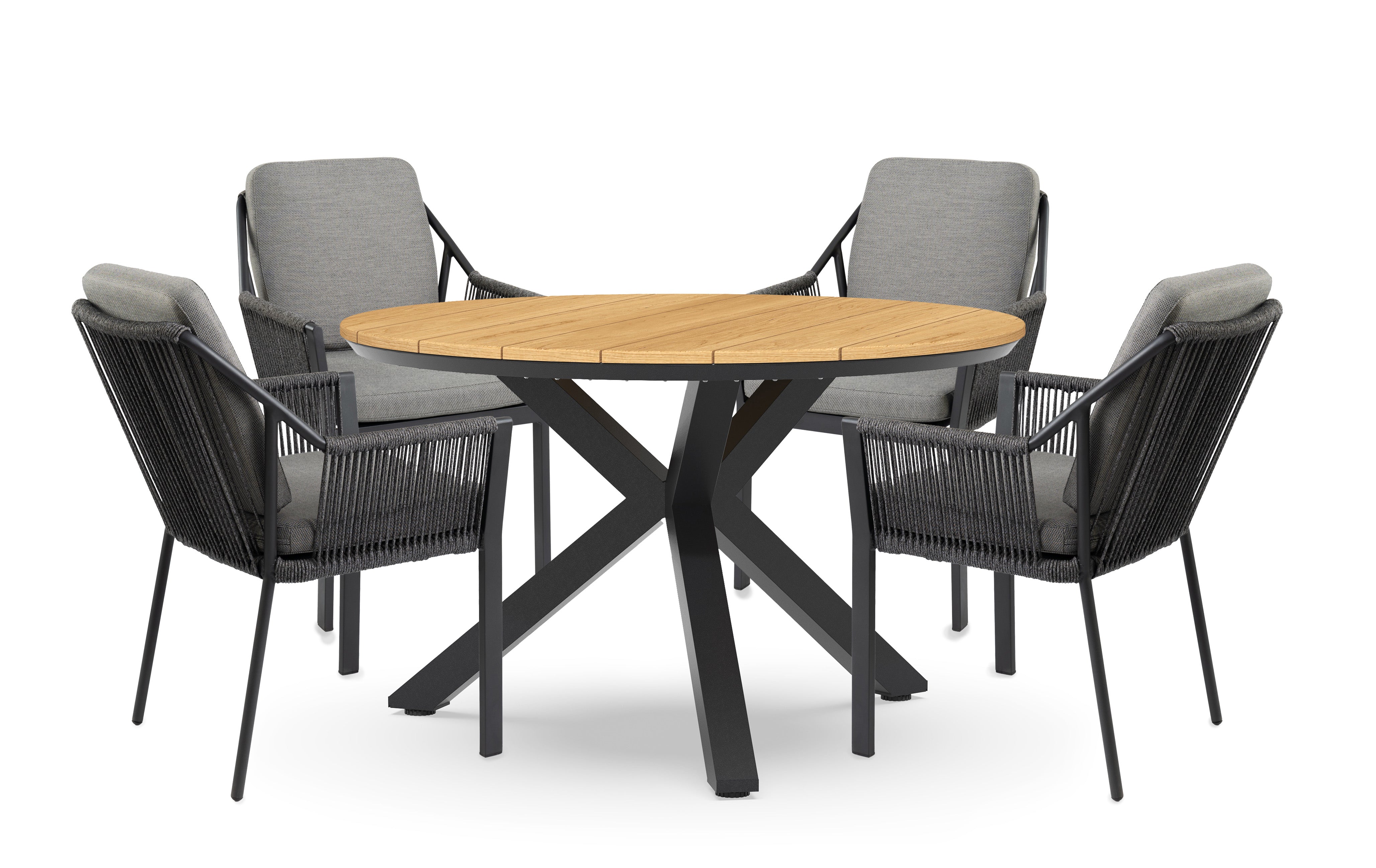 Tierra Outdoor Dining Set Liv anthrazit-Orbital Ø120cm 5-teilig