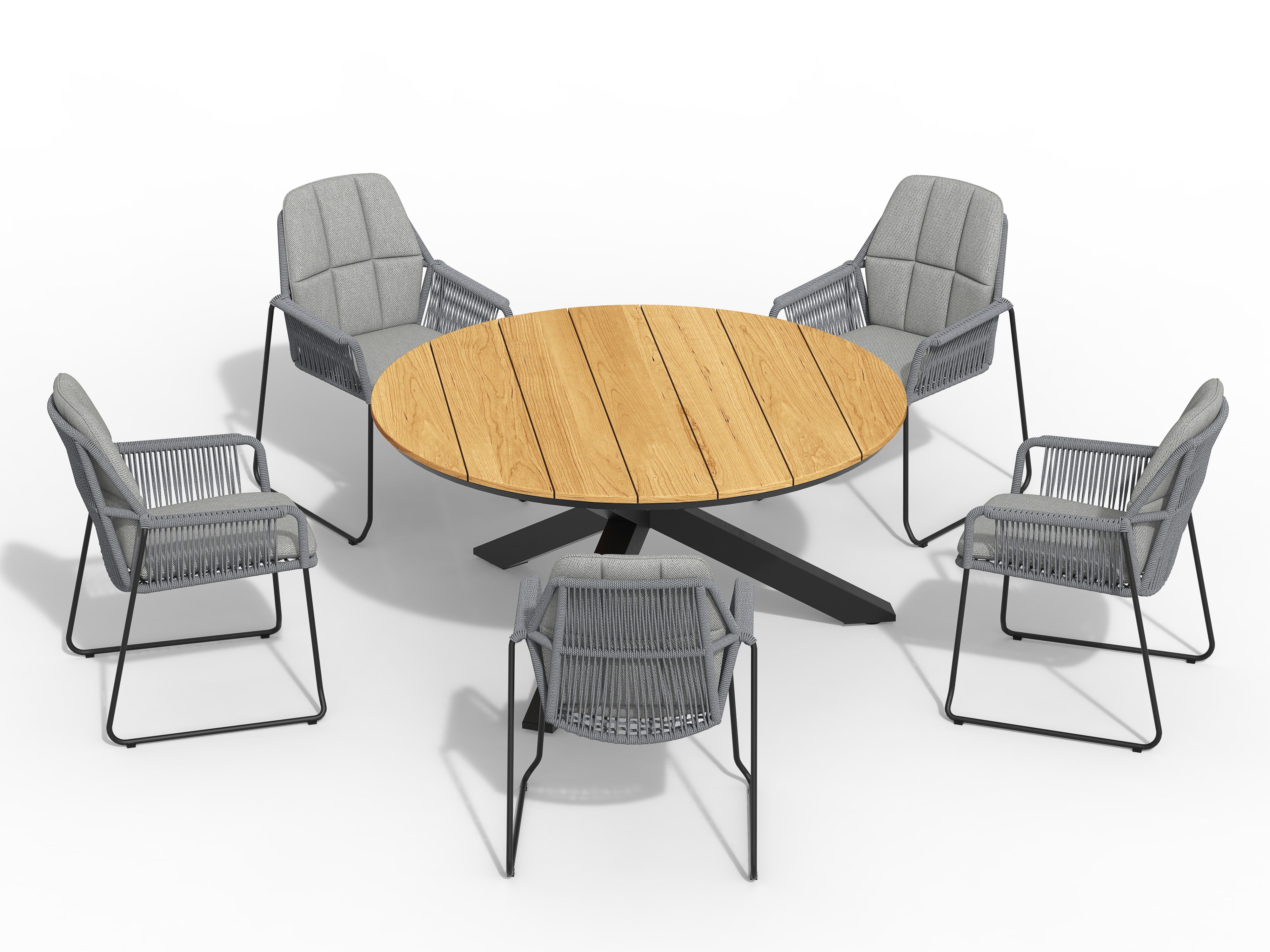 Tierra Outdoor Dining Set Rivera anthrazit - Omnigo Teak anthrazit Ø150cm 6-teilig