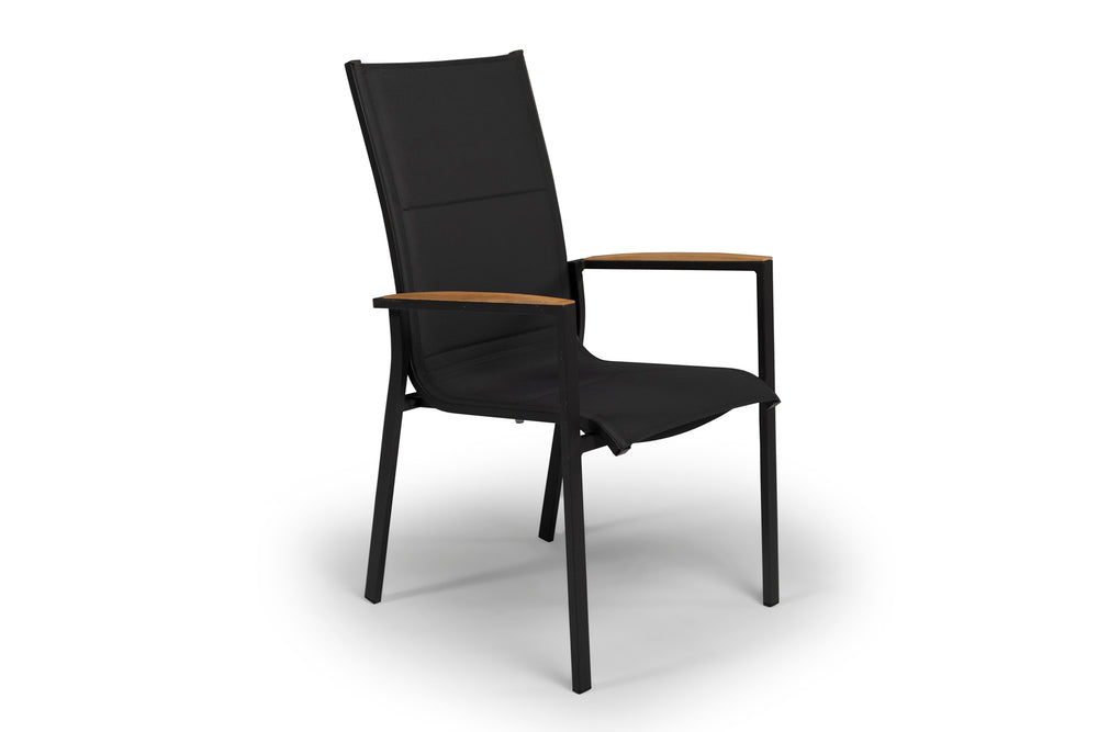 Tierra Outdoor Stapelstuhl Foxx hoch anthrazitfarbenes Teakholz