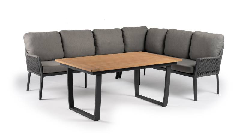 Tierra Outdoor Liv Lounge Ecke rechts Charcaol Teak 3-teilig