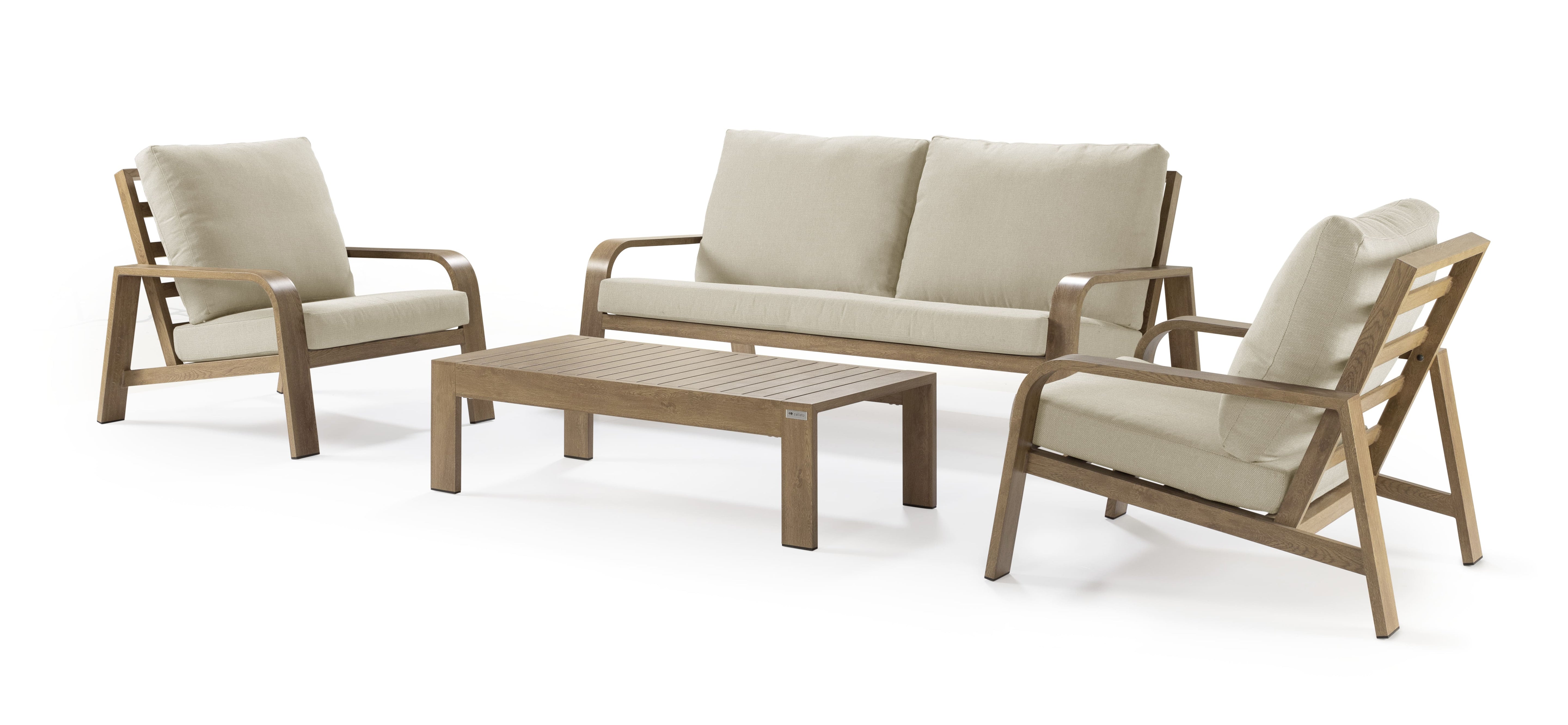Callisto Outdoor Lounge-Set Bongoholzoptik 4-teilig