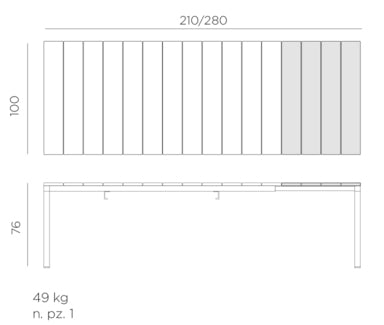 Nardi Esstisch Rio 210/280x100cm Kunststoff Anthrazit