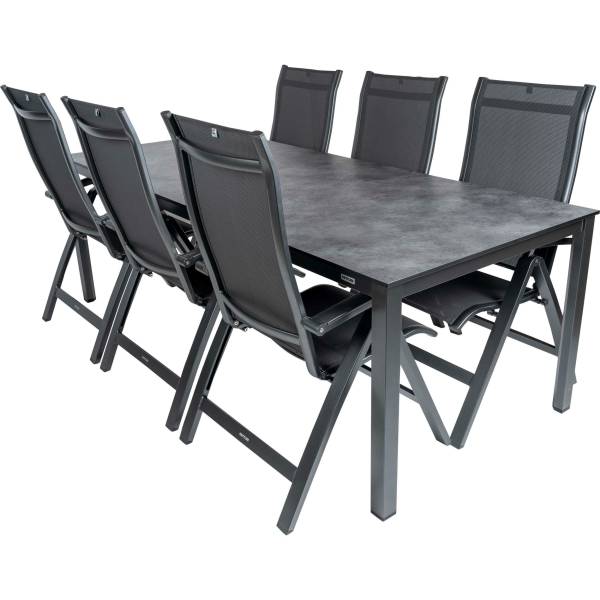 Kettler Diningset Altura Aluminium-Cubic HPL Anthrazit 220x95cm 7-tlg