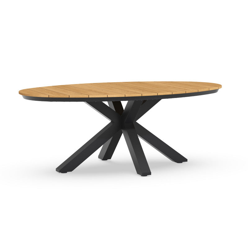 Tierra Outdoor-Esstisch, länglich, Anthrazit/Teakholz, 200 x 110 cm