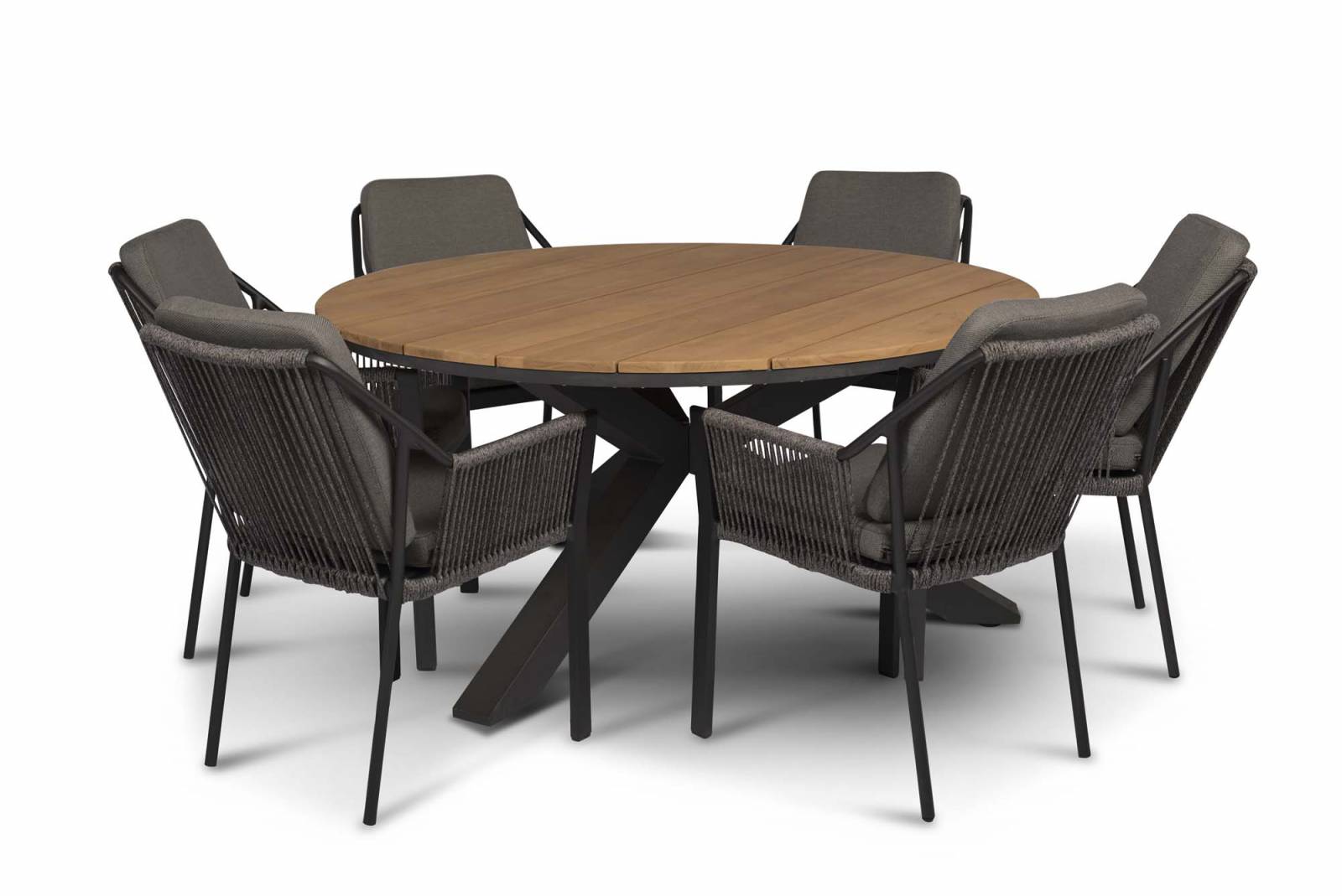 Tierra Outdoor Dining Set Liv anthrazit - Omnigo Ø150cm 7-teilig