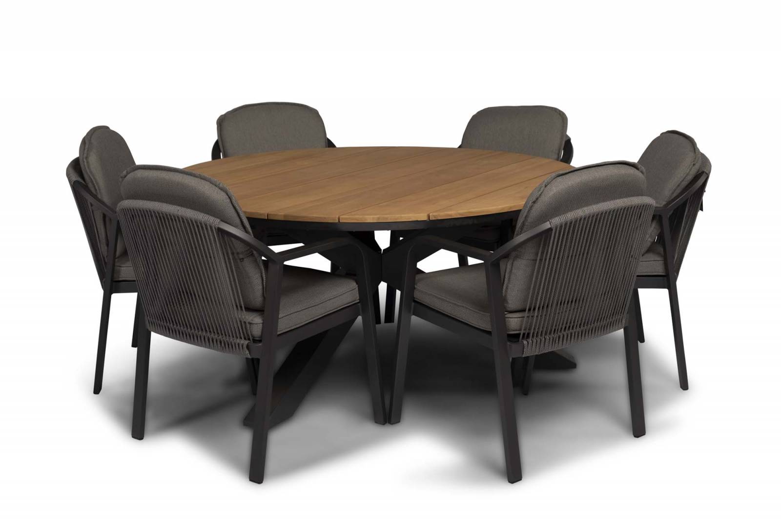 Tierra Outdoor Dining Set Pep anthrazit - Omnigo Teak 150Øcm 7-teilig