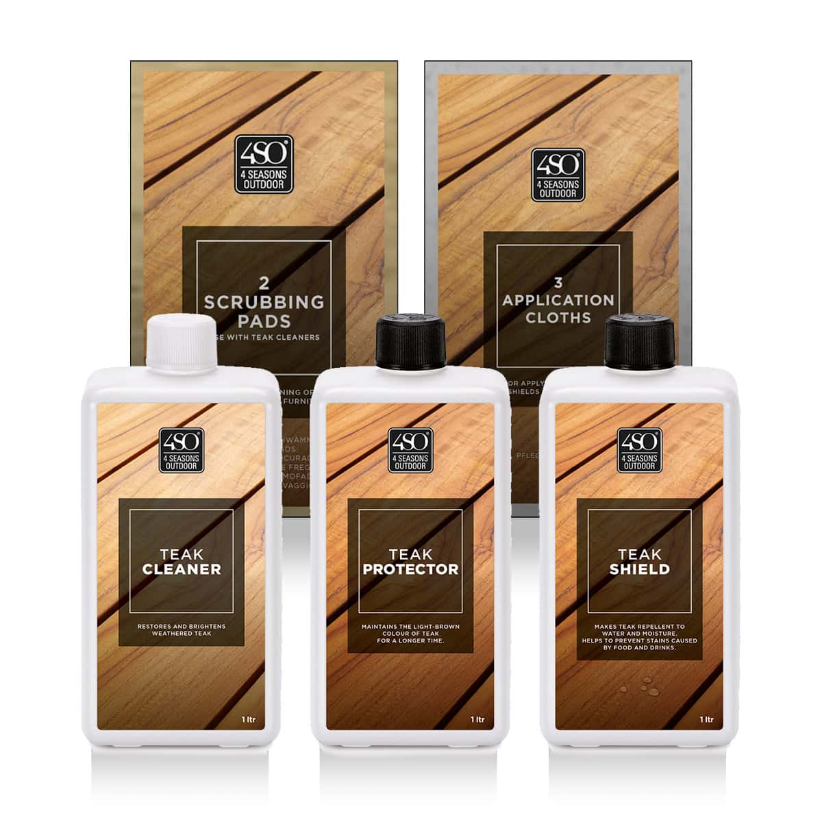 4 Seasons Outdoor Teakhout onderhoudspakket 5-delig