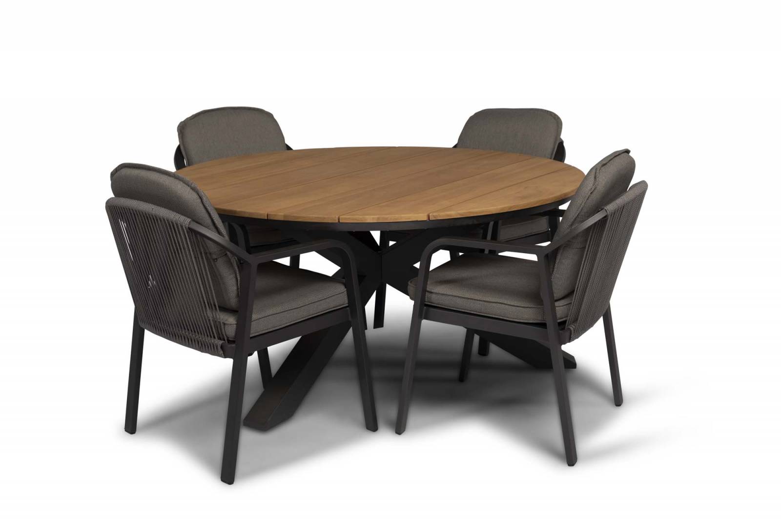Tierra Outdoor Dining Set Pep anthrazit-Orbital Teak 120Øcm 5-teilig