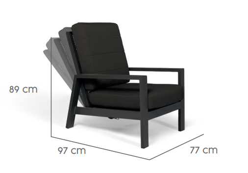 Tierra Outdoor Loungesessel verstellbar Queens schwarz