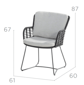 4 Seasons Outdoor Stoff Anthrazit-Prado Ellipse 240cm Essgruppe 7-teilig