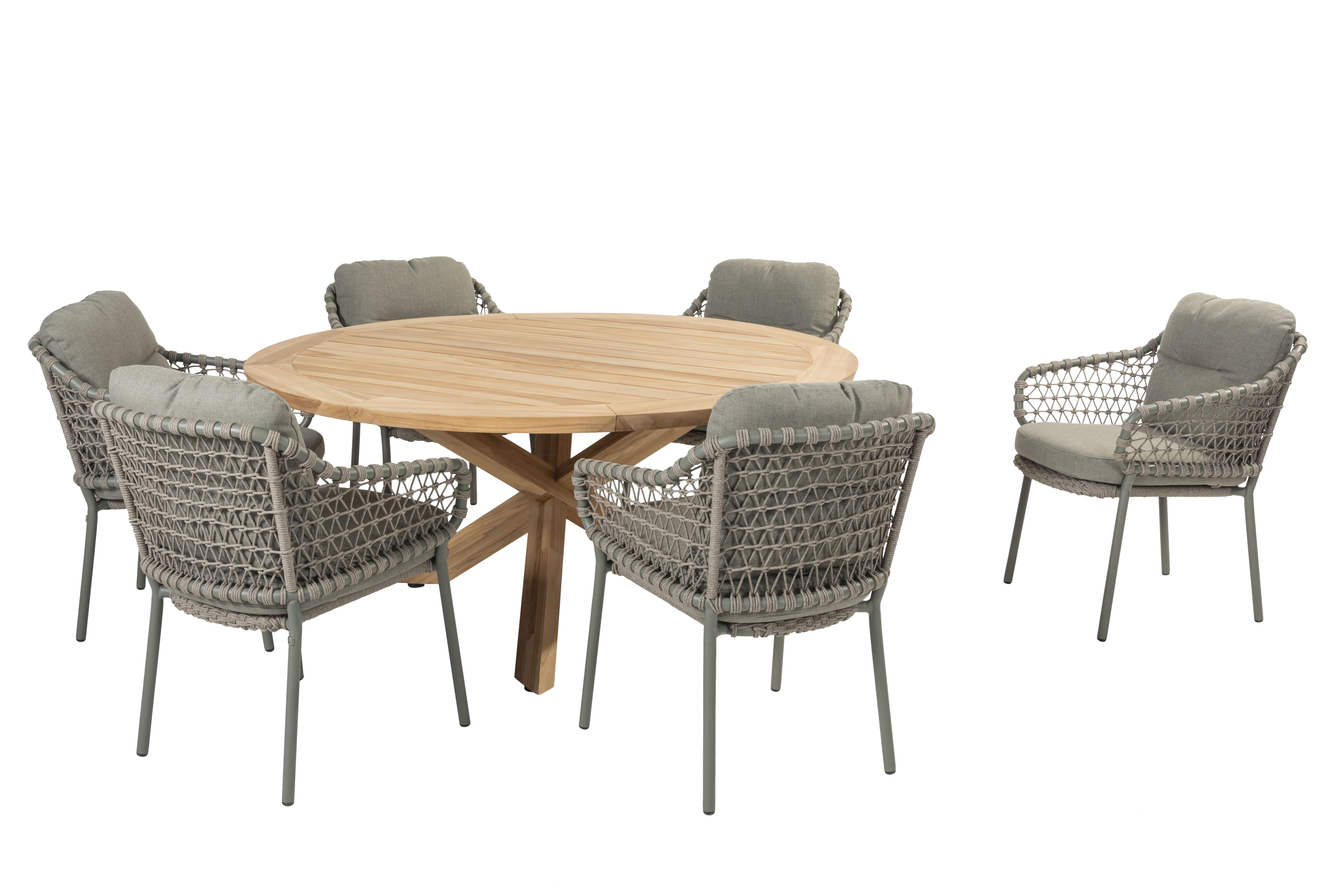 4 Seasons Outdoor Jura Olive-Prado ø160cm Essgruppe 7-teilig