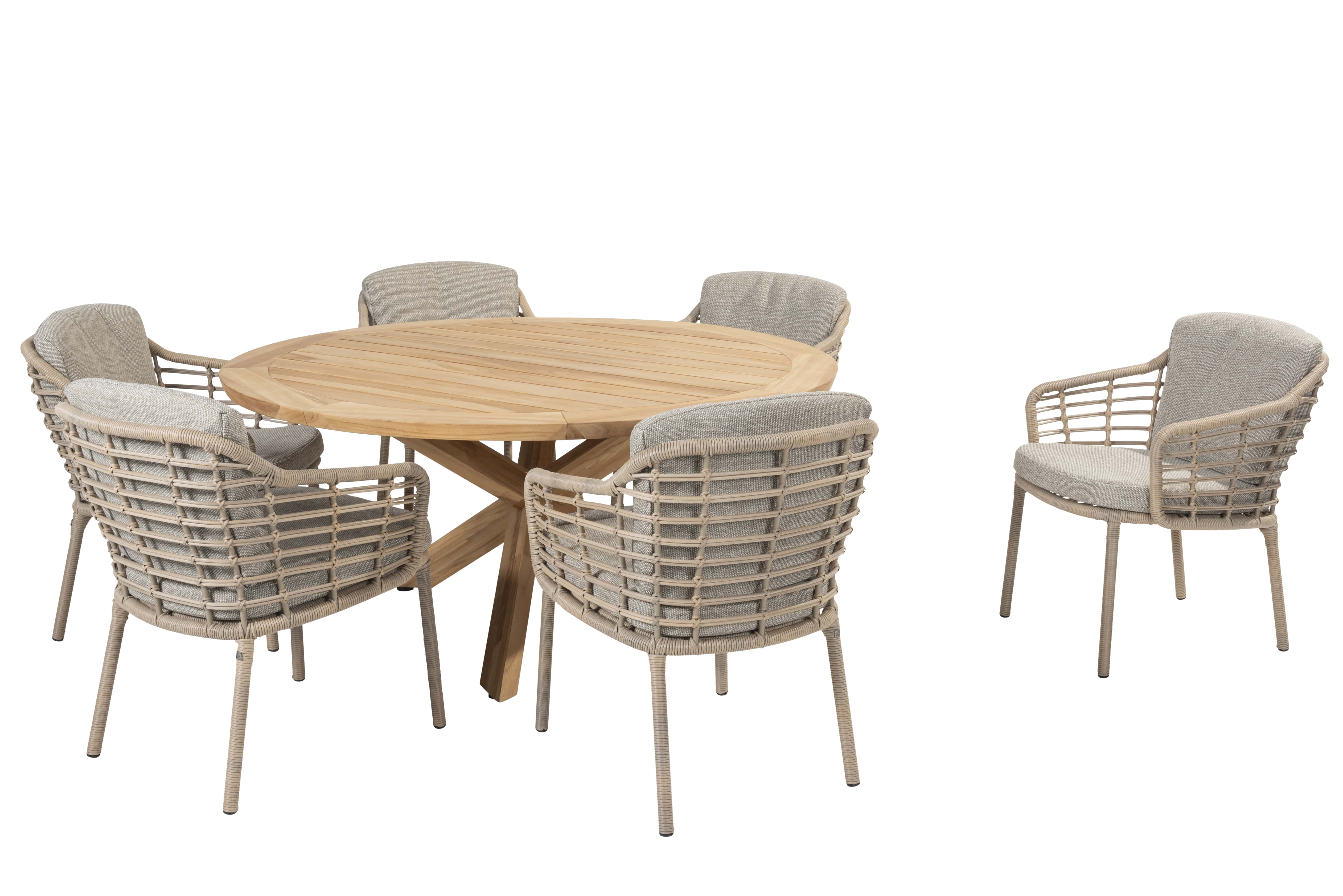 4 Seasons Outdoor Diningset Como-Prado teak ø160cm 7-delig