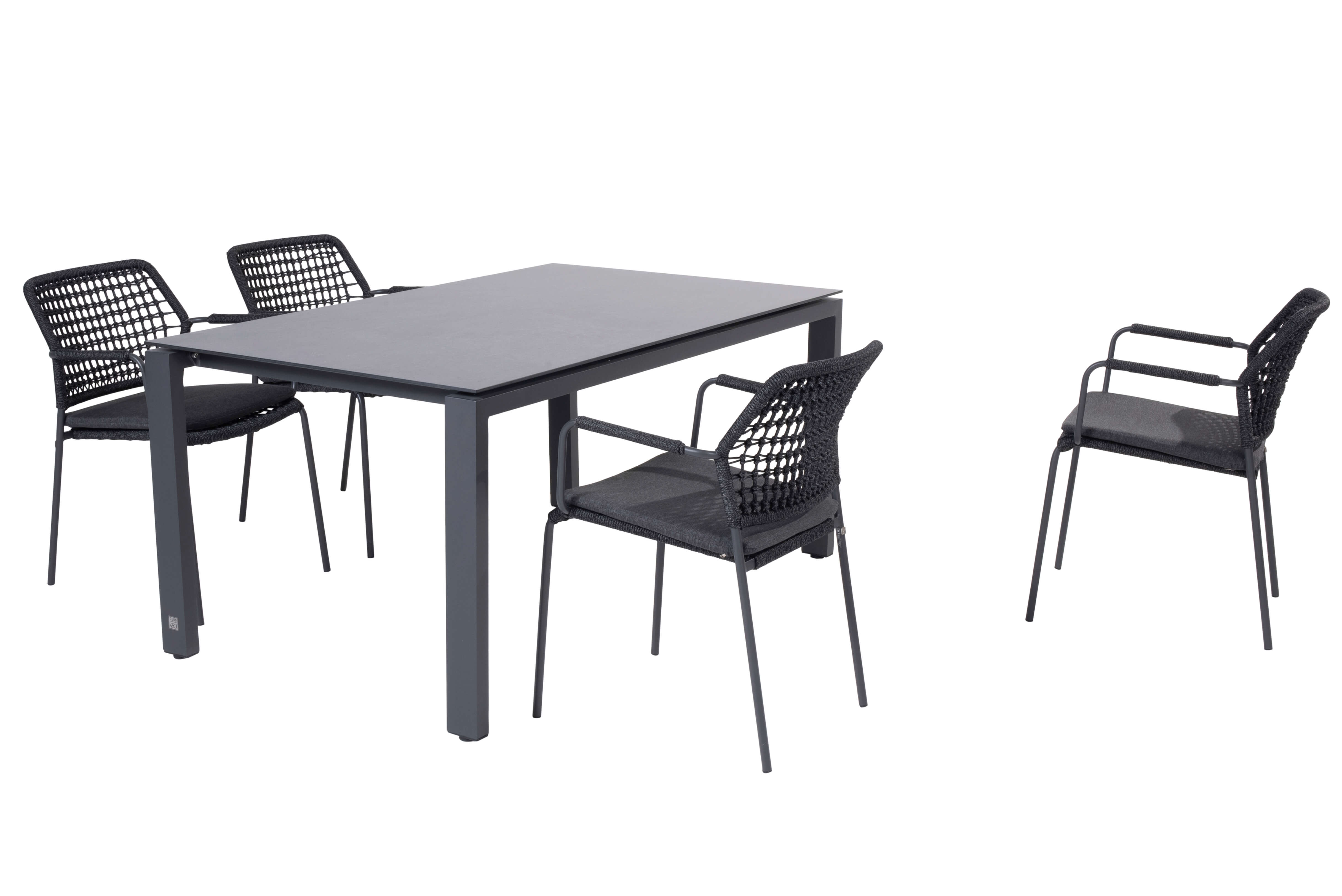 4 Seasons Outdoor Barista Anthrazit-Goa HPL Schiefer Anthrazit 160cm Essgruppe 5-teilig