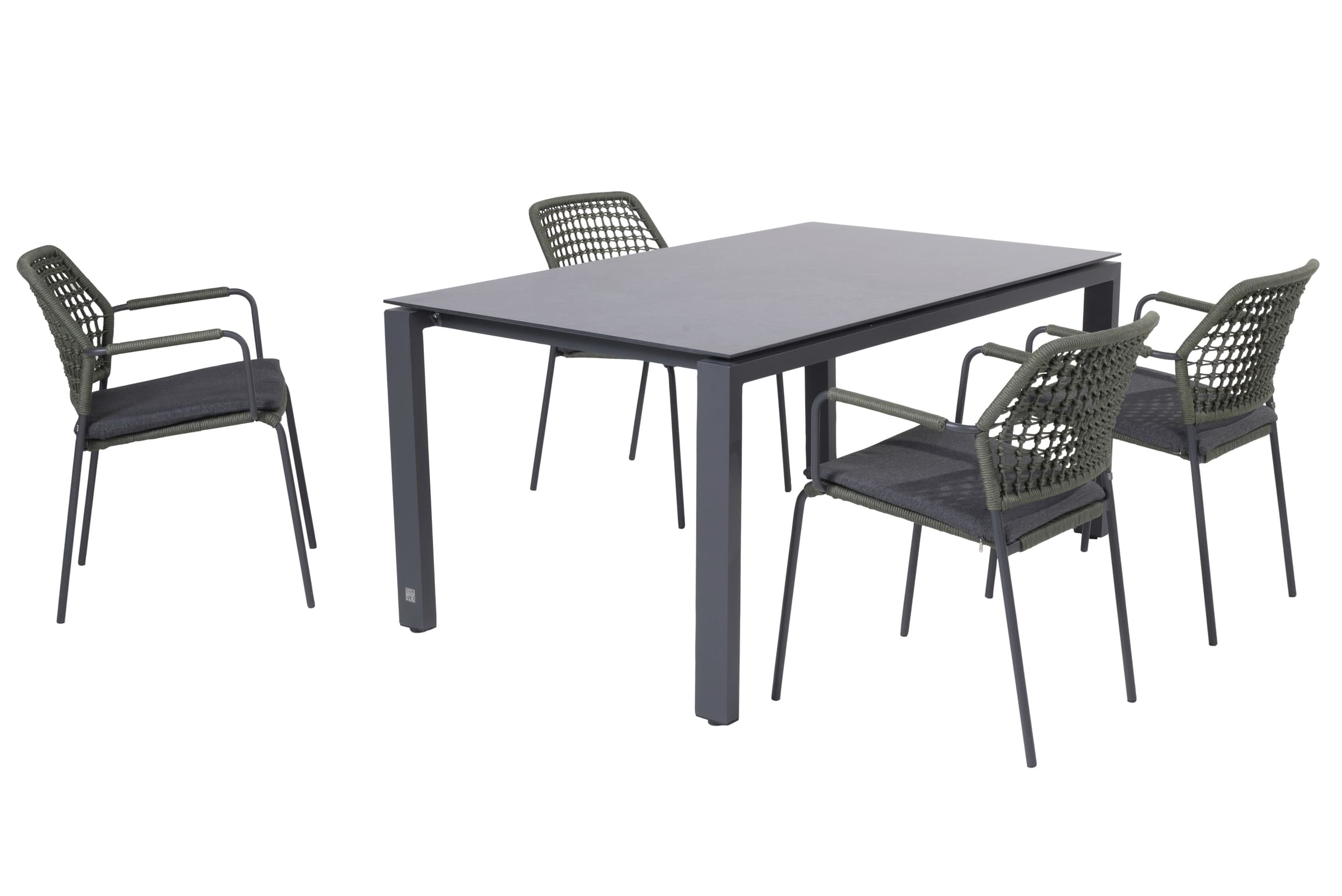 4 Seasons Outdoor Barista Green-Goa HPL Schiefer Anthrazit 160cm Essgruppe 5-teilig