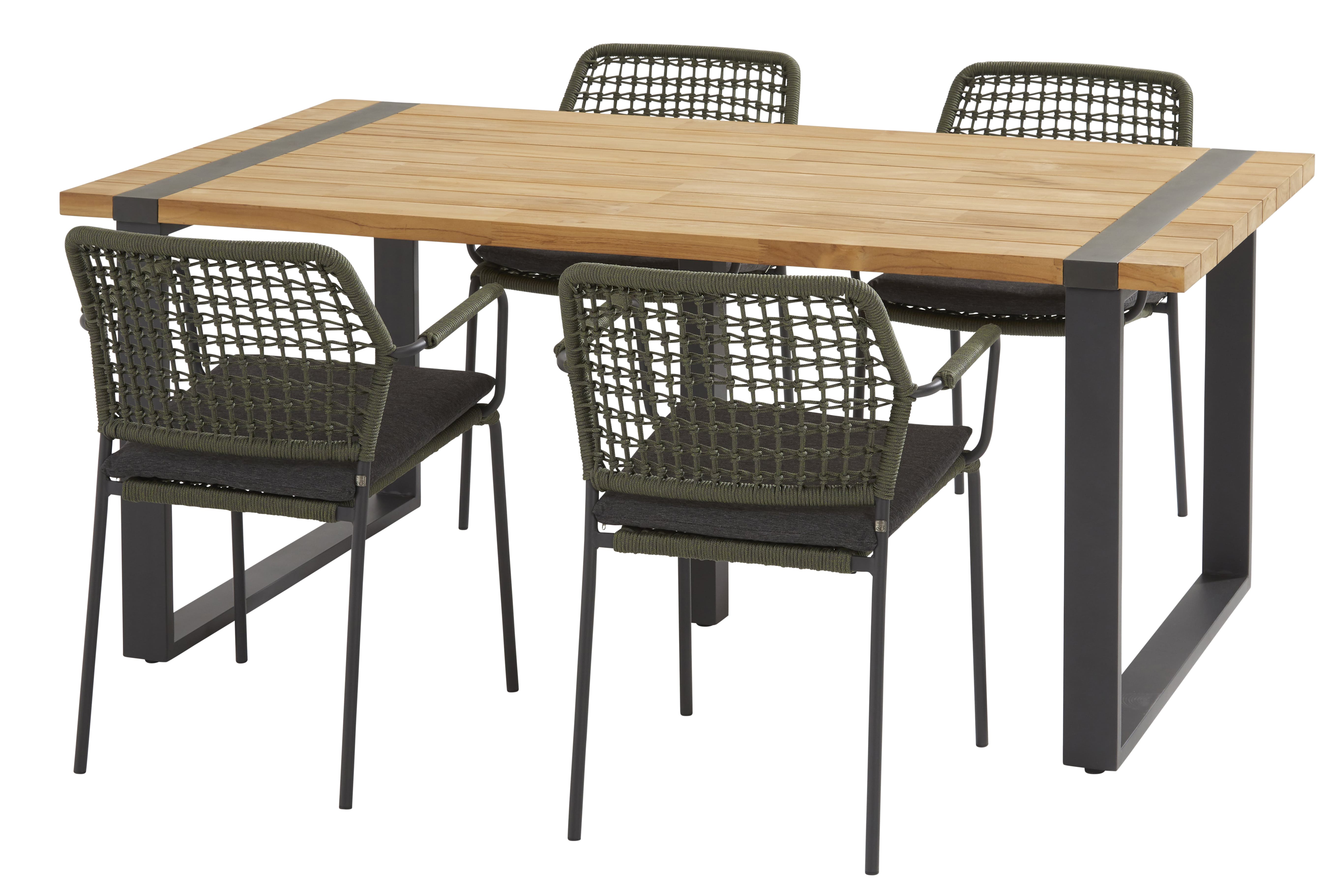 Taste 4SO Esszimmerset Barista grün-Alto 180x100cm 5-teilig