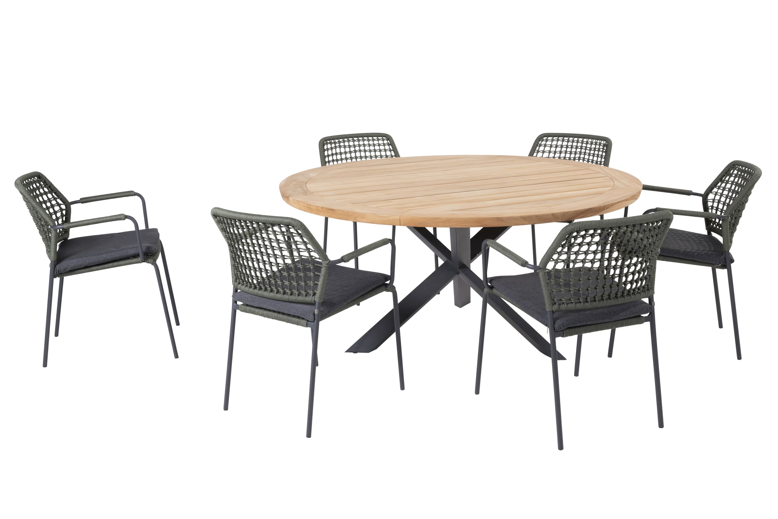 Taste 4SO Esszimmerset Barista grün-Prado ø160cm 5-teilig
