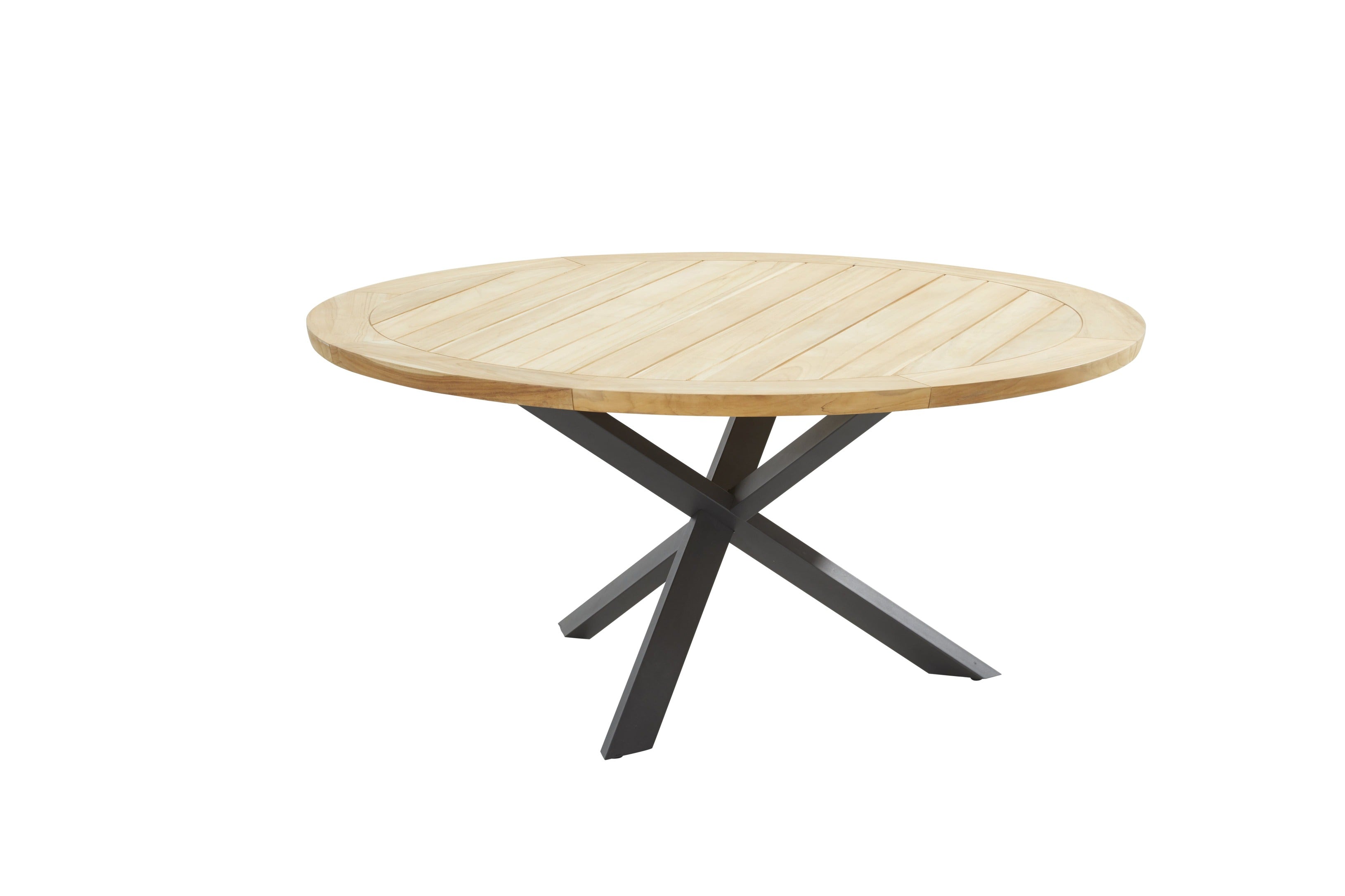 Taste 4SO Esstisch Prado Edelstahl/Teak 160Øcm