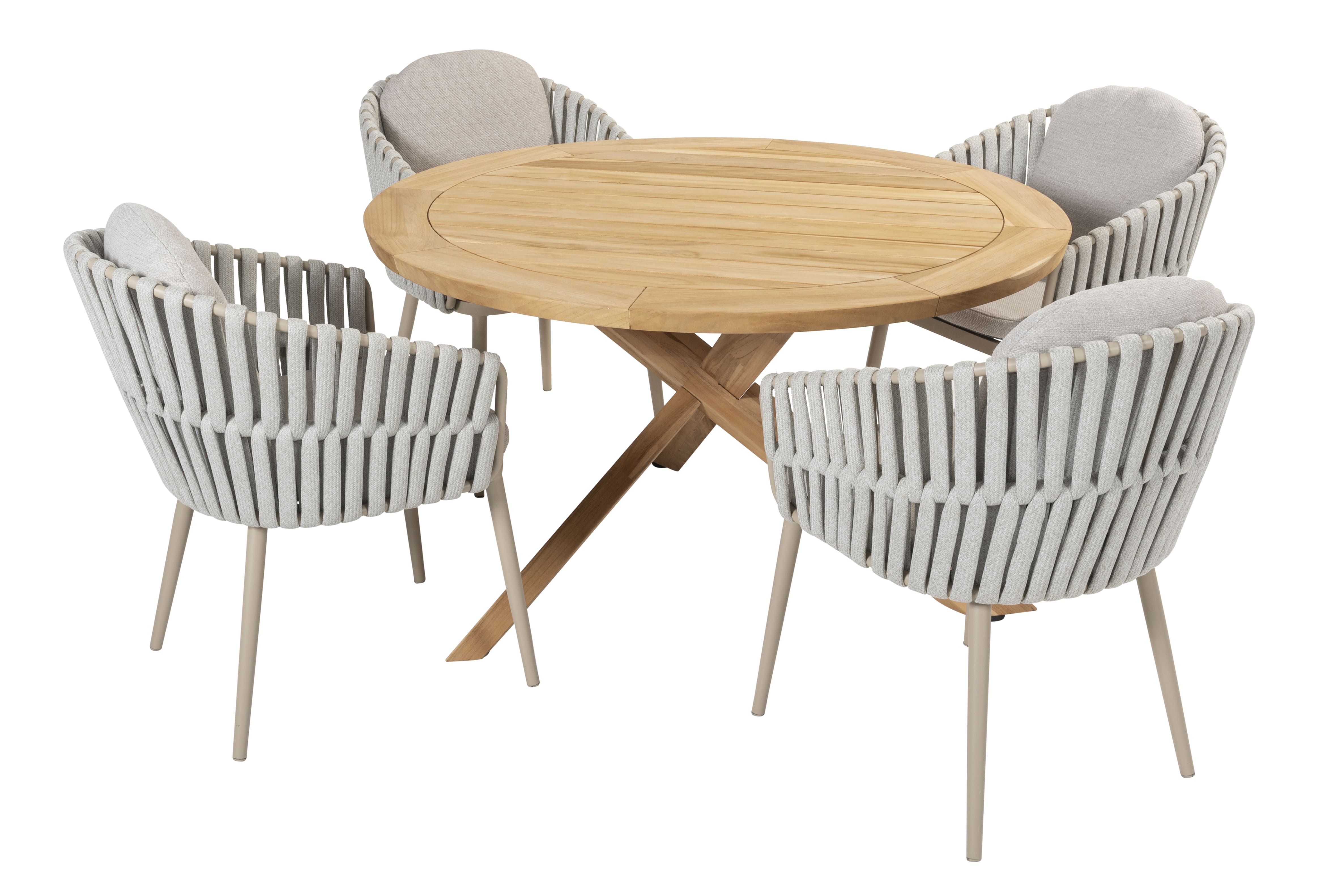 Taste 4SO Diningset Eva latte-Prado ø130cm 5-delig