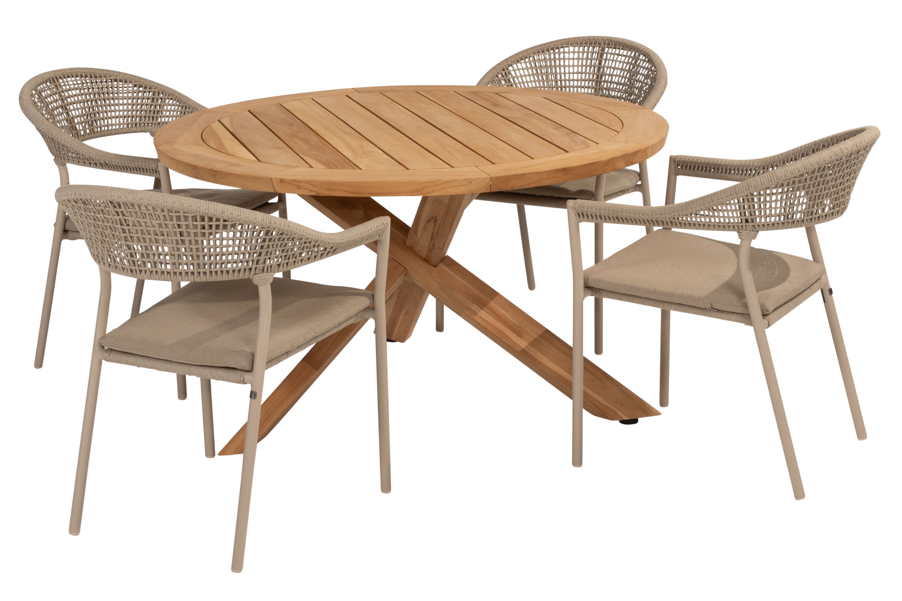 Taste 4SO Diningset Sienna latte-Prado teak ø130cm 5-delig