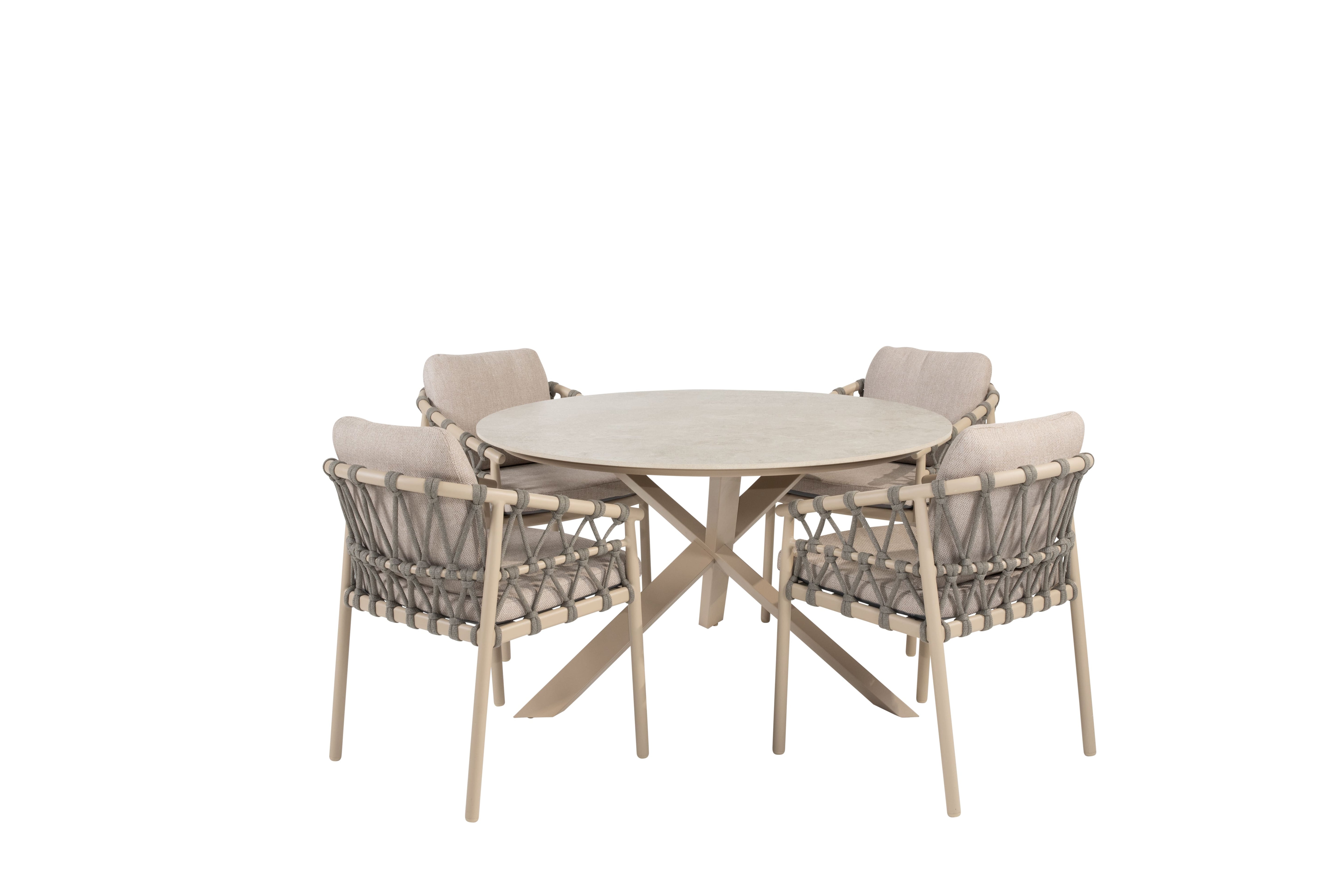 Taste 4SO Diningset Piacenza latte-Prado keramiek ø130cm 5-delig