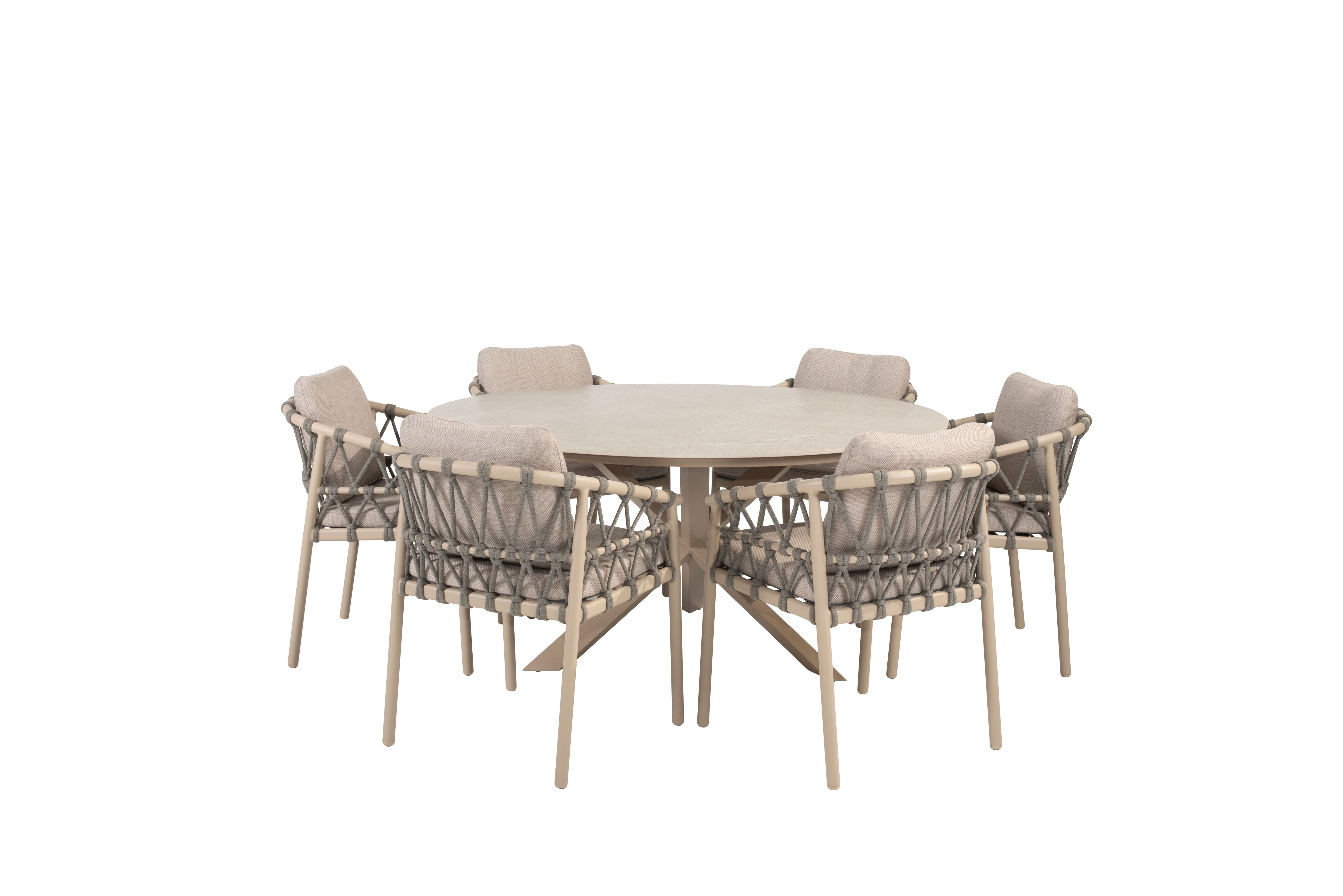 Taste 4SO Diningset Piacenza latte-Prado keramiek ø160cm 7-delig