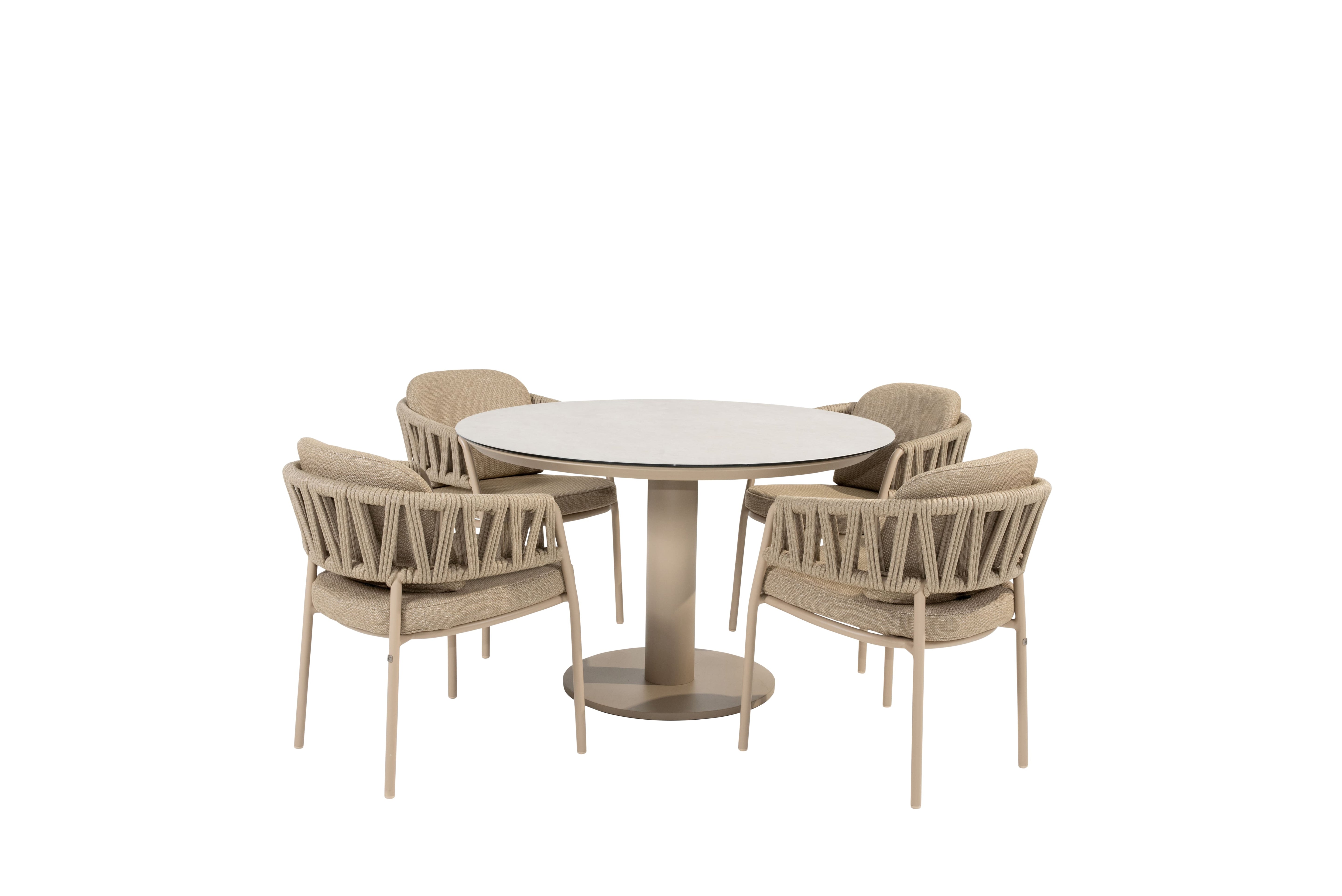 Taste 4SO Diningset Calma latte-Sarah ø120cm 5-delig