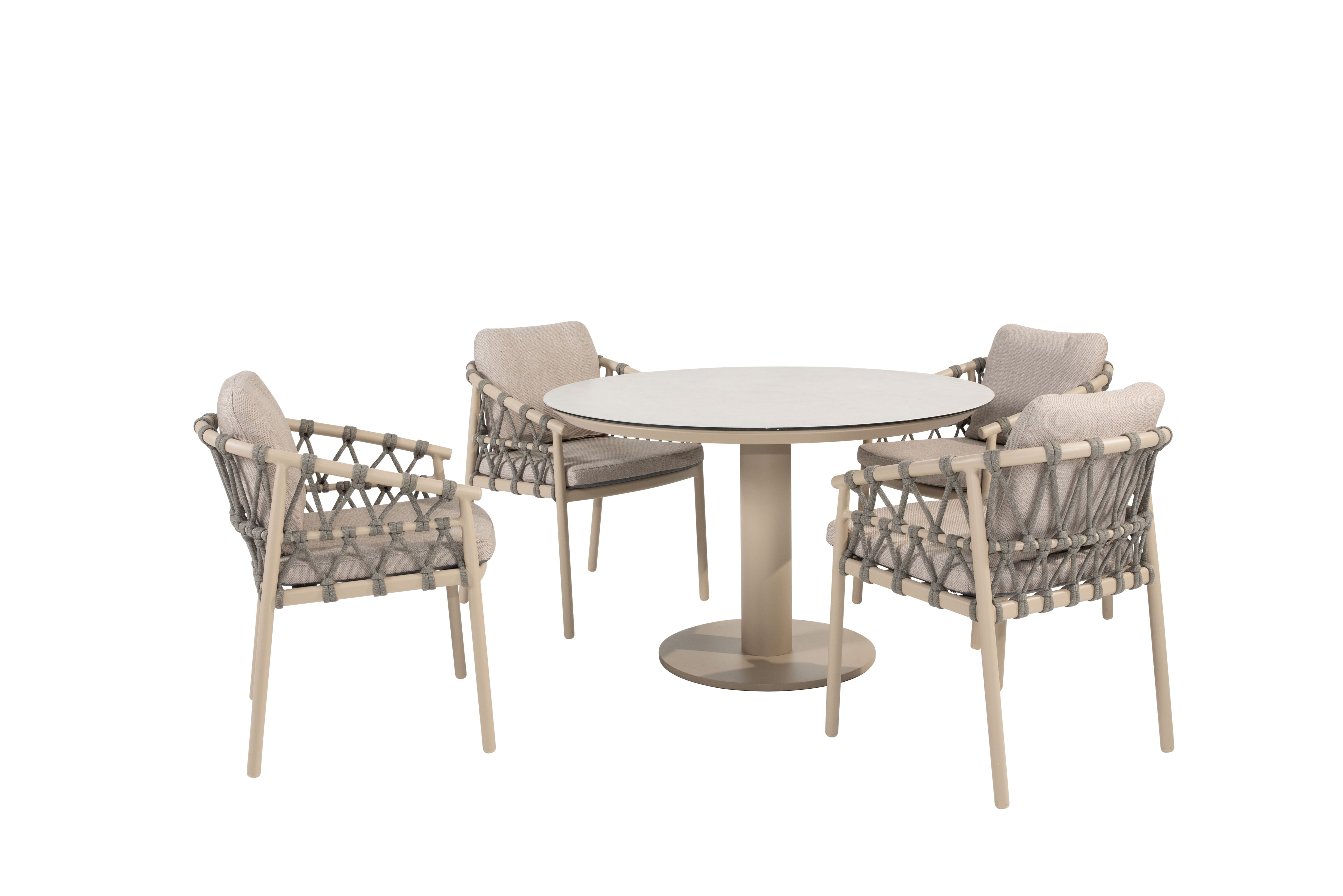 Taste 4SO Diningset Piacenza latte-Sarah ø120cm 5-delig