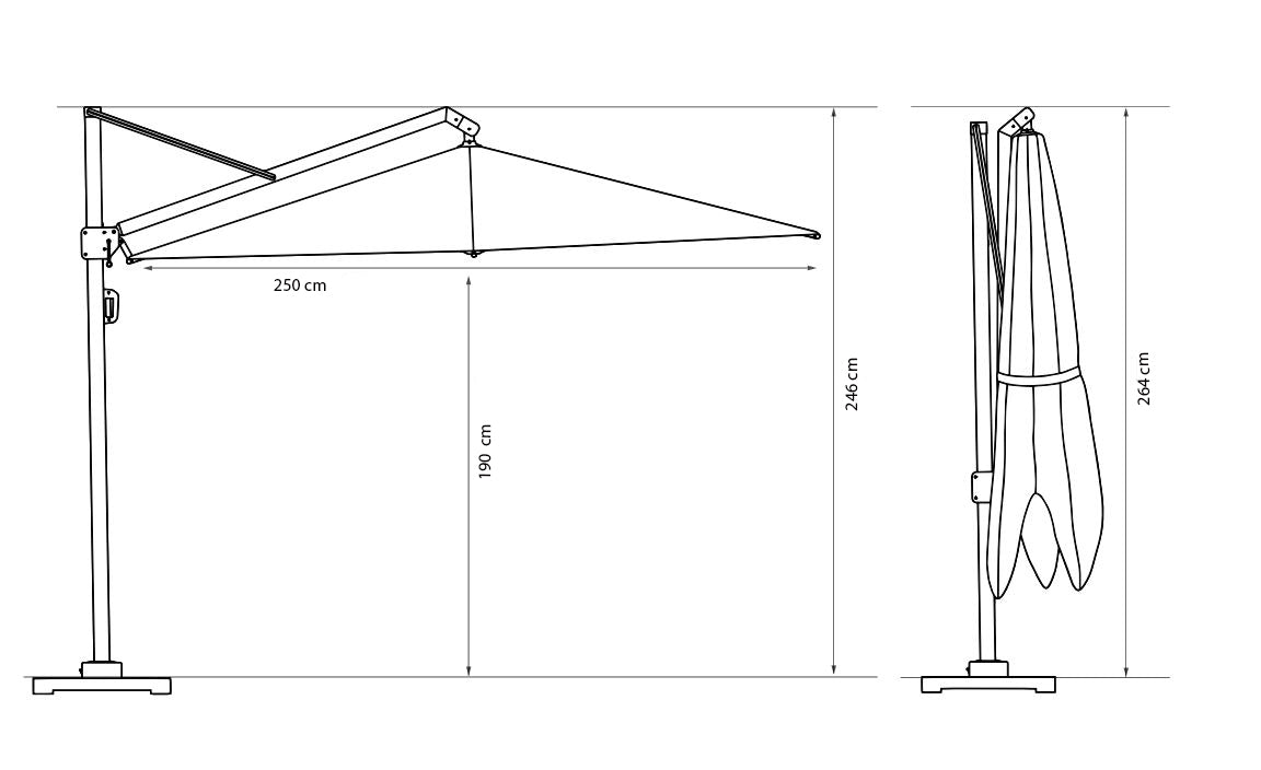 Platinum Zweefparasol Challenger T² Premium 260x350cm Teak/Champagne