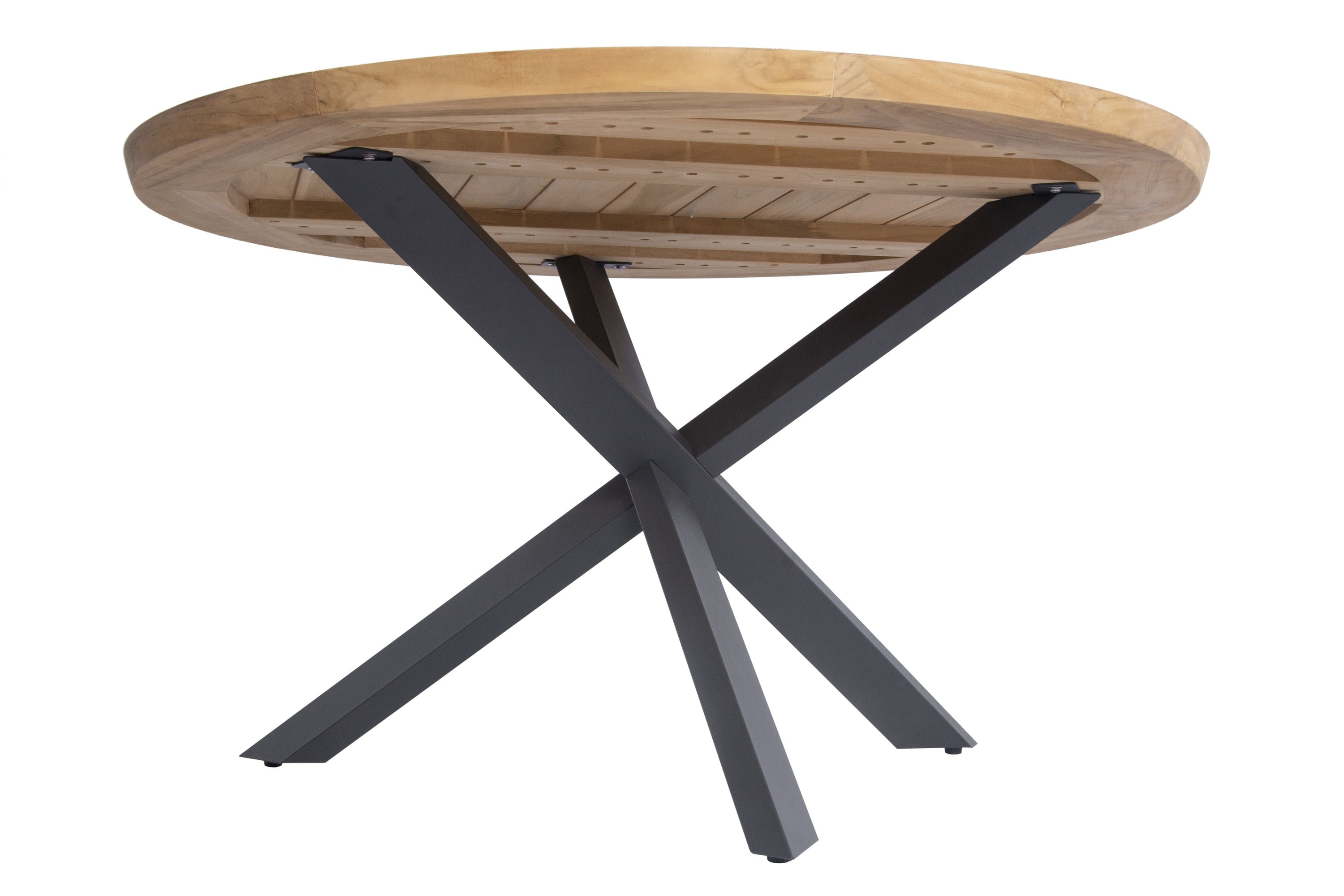 Taste 4SO Esstisch Prado Edelstahl/Teak 160Øcm