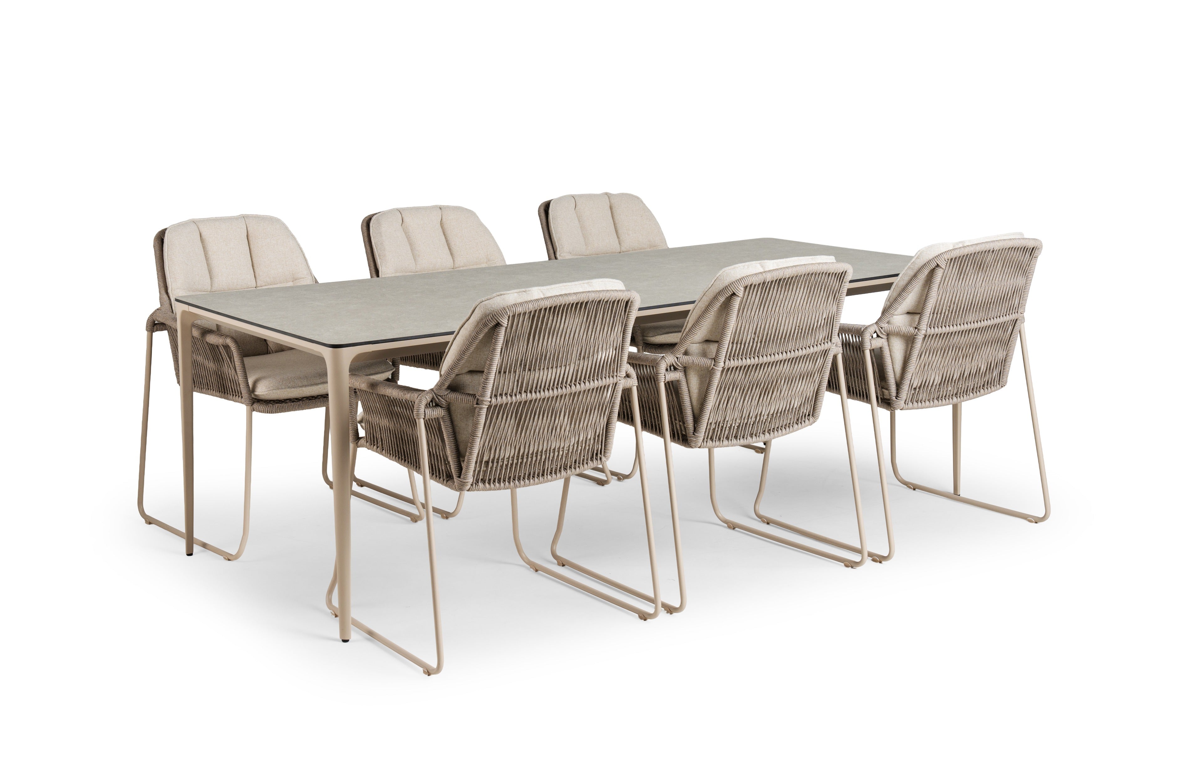 Tierra Outdoor Diningset Rivera champagne - Elegante ophira 219x92cm 7-delig