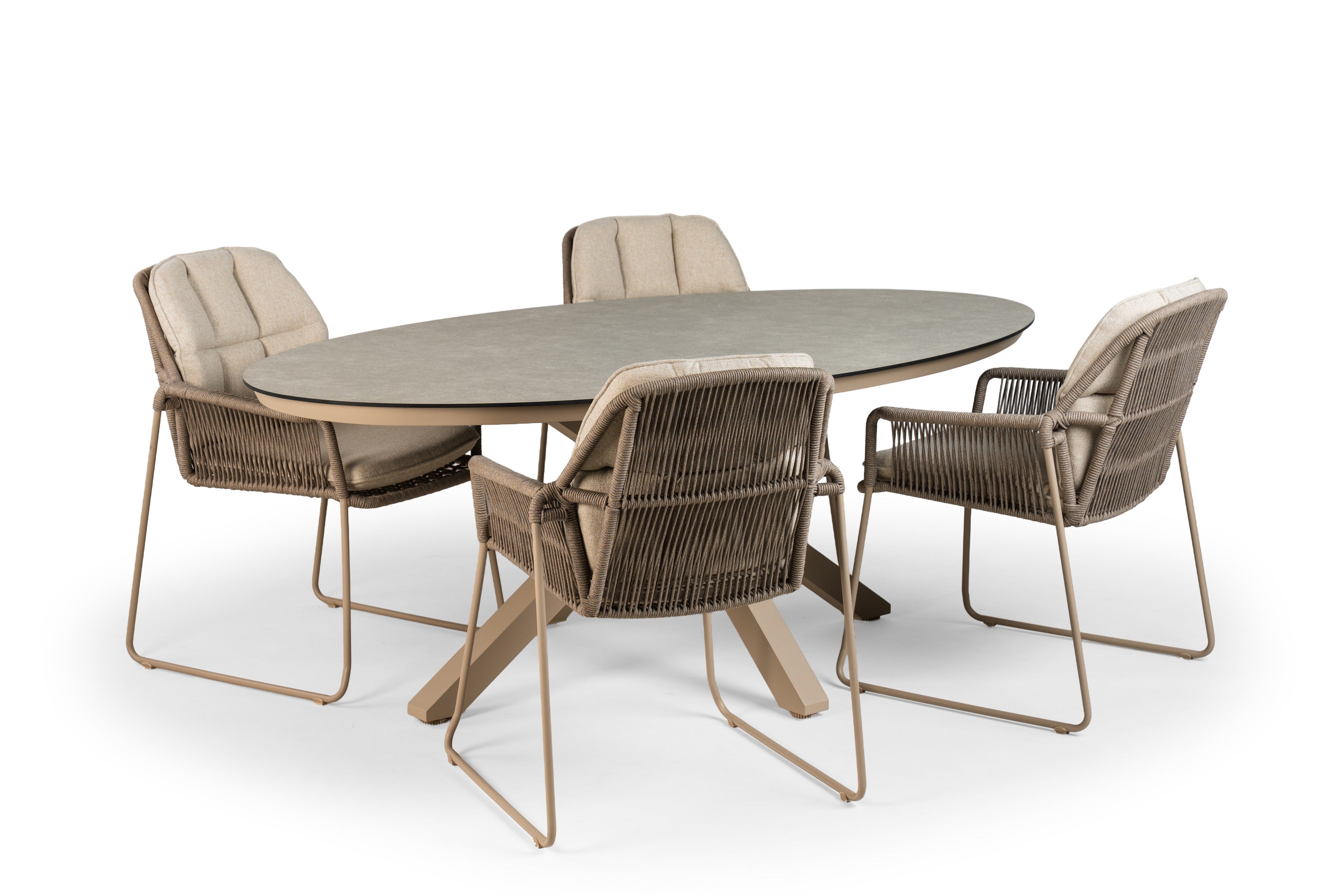 Tierra Outdoor Diningset Rivera champagne - Oblong ophira 200x110cm 5-delig
