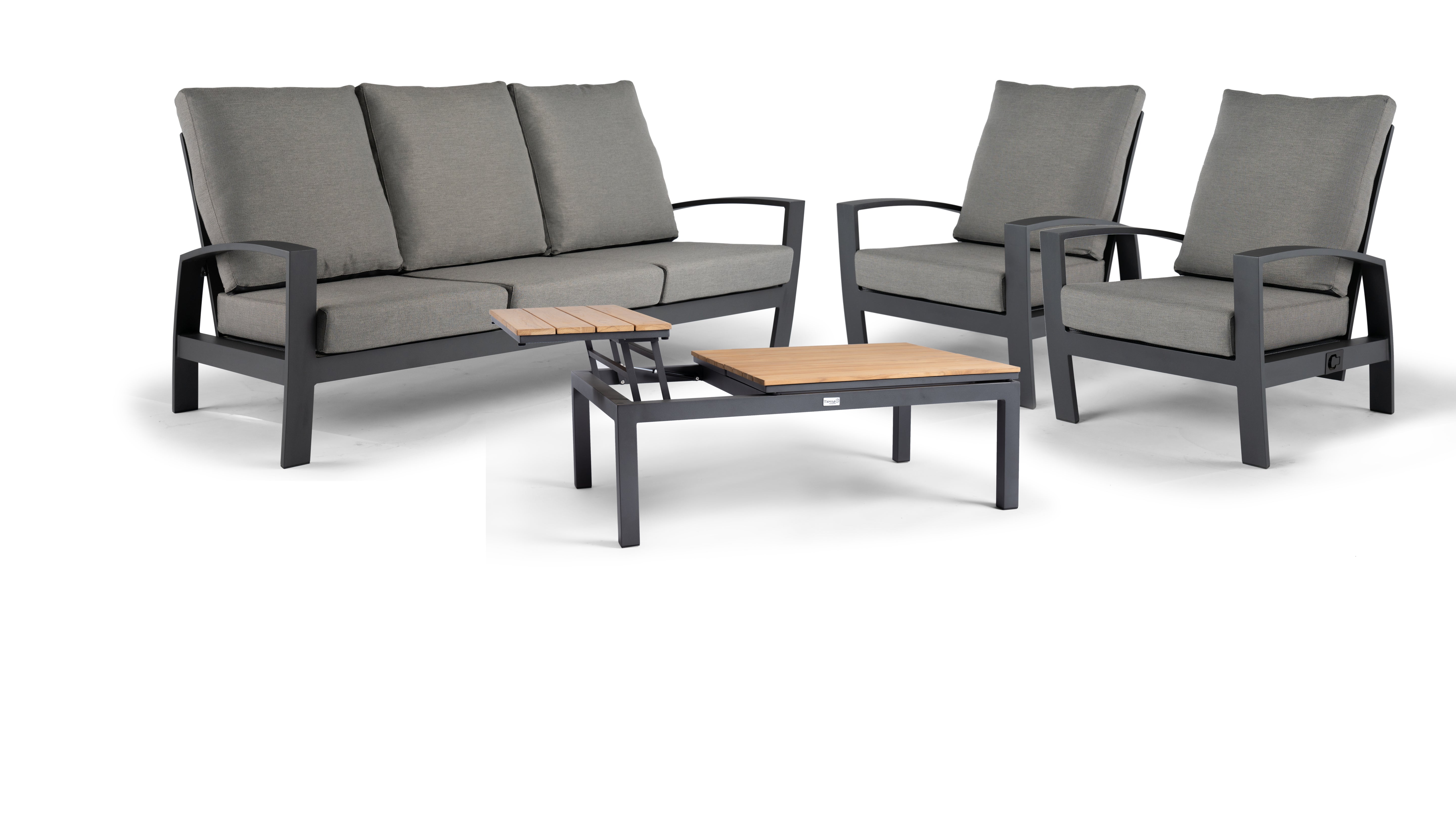 Tierra Outdoor Loungeset Valencia charcoal 4-delig