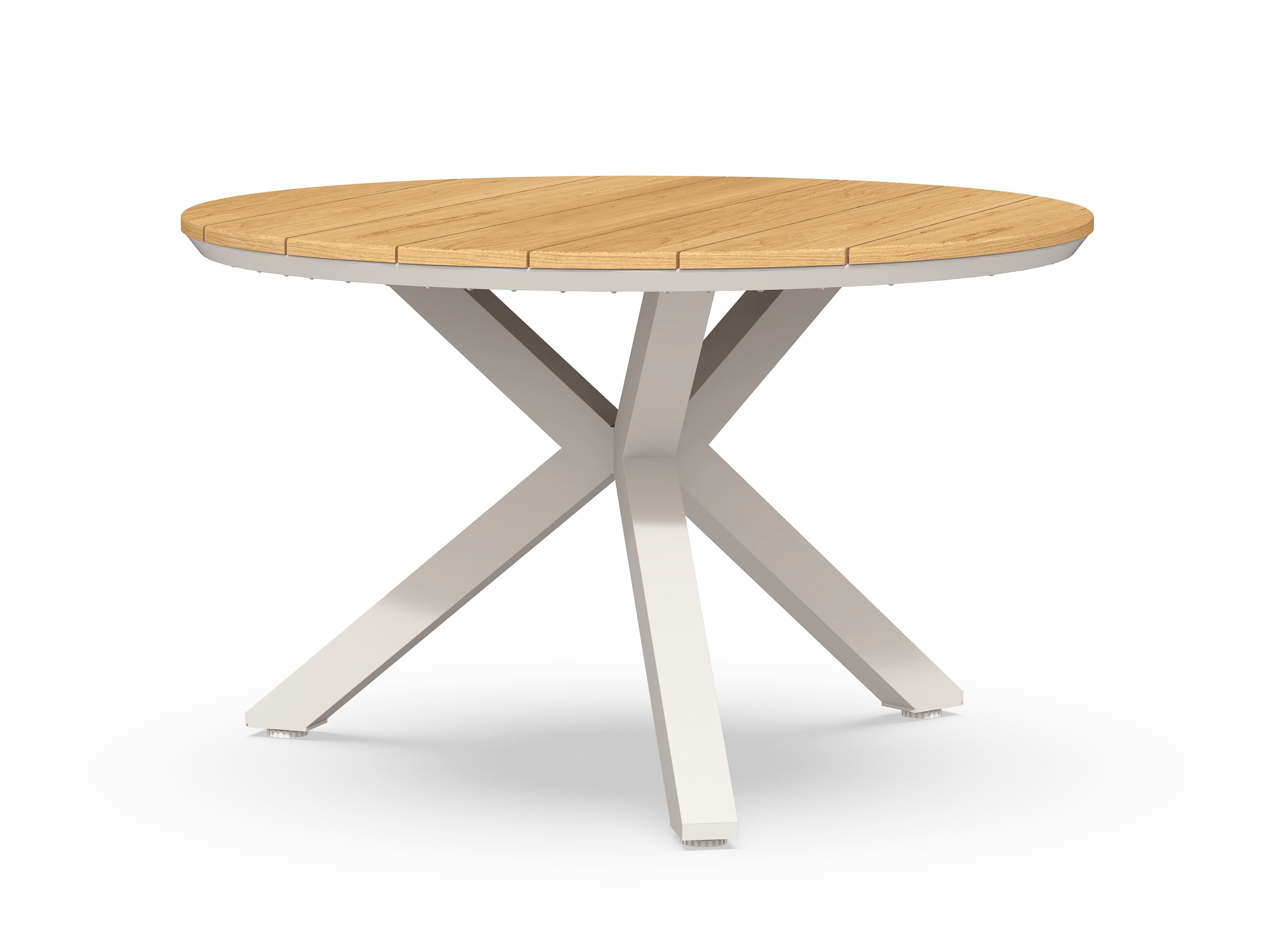 Tierra Outdoor Diningtafel Orbital creme white/teak ø120cm