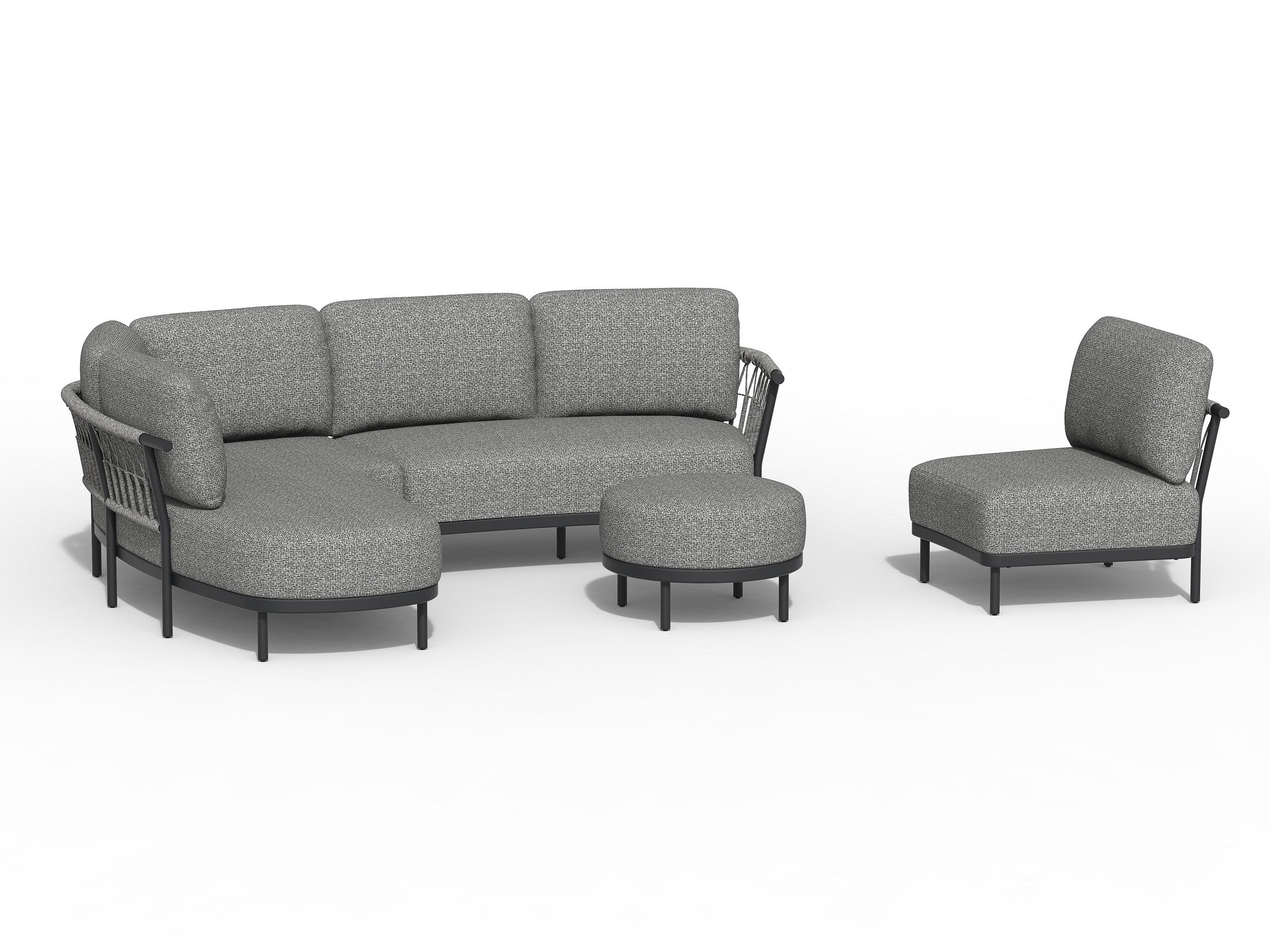 Tierra Outdoor Loungehoek Fresca Rechts Charcoal 4-delig