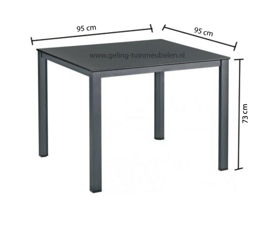 Kettler kubischer Schiefer 95x95cm Esstisch Anthrazit